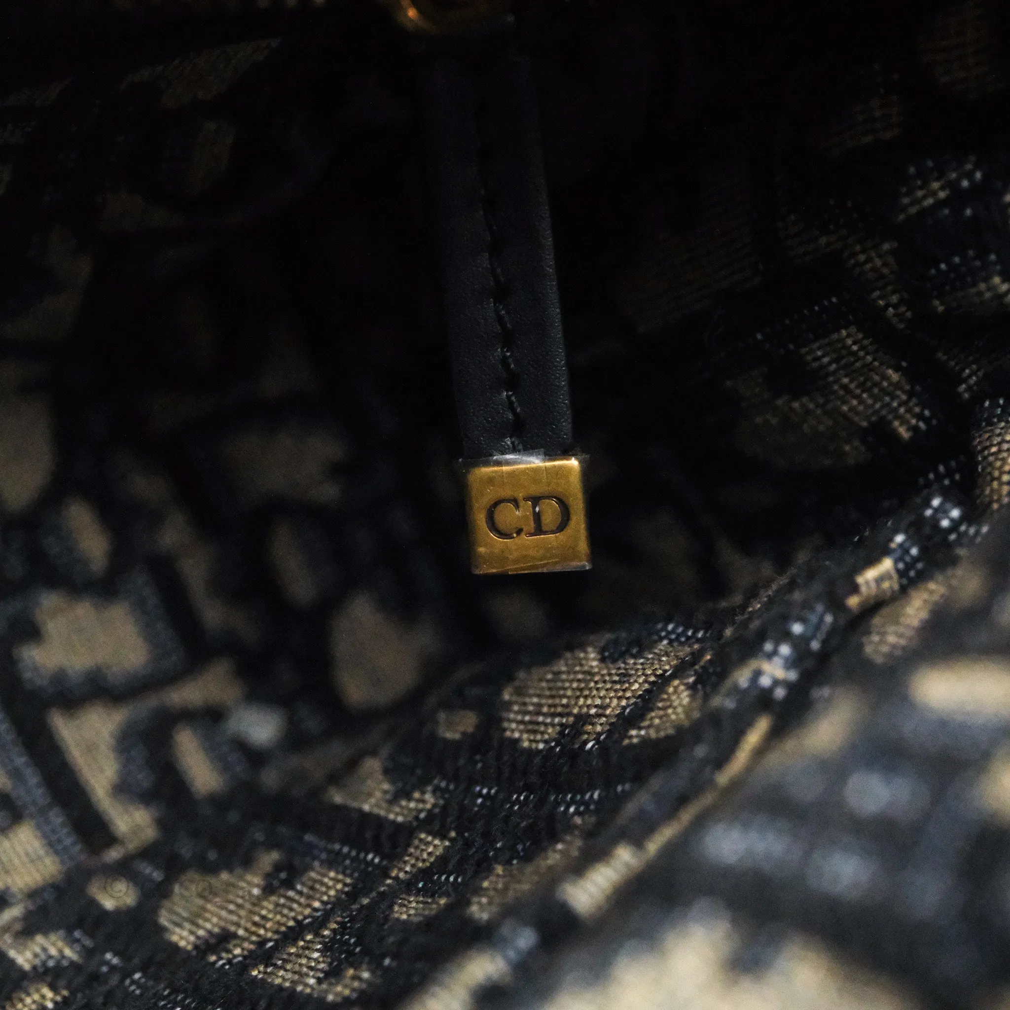 Christian Dior Mini Lady Dior Natural Rattan and Blue Dior Oblique Jacquard