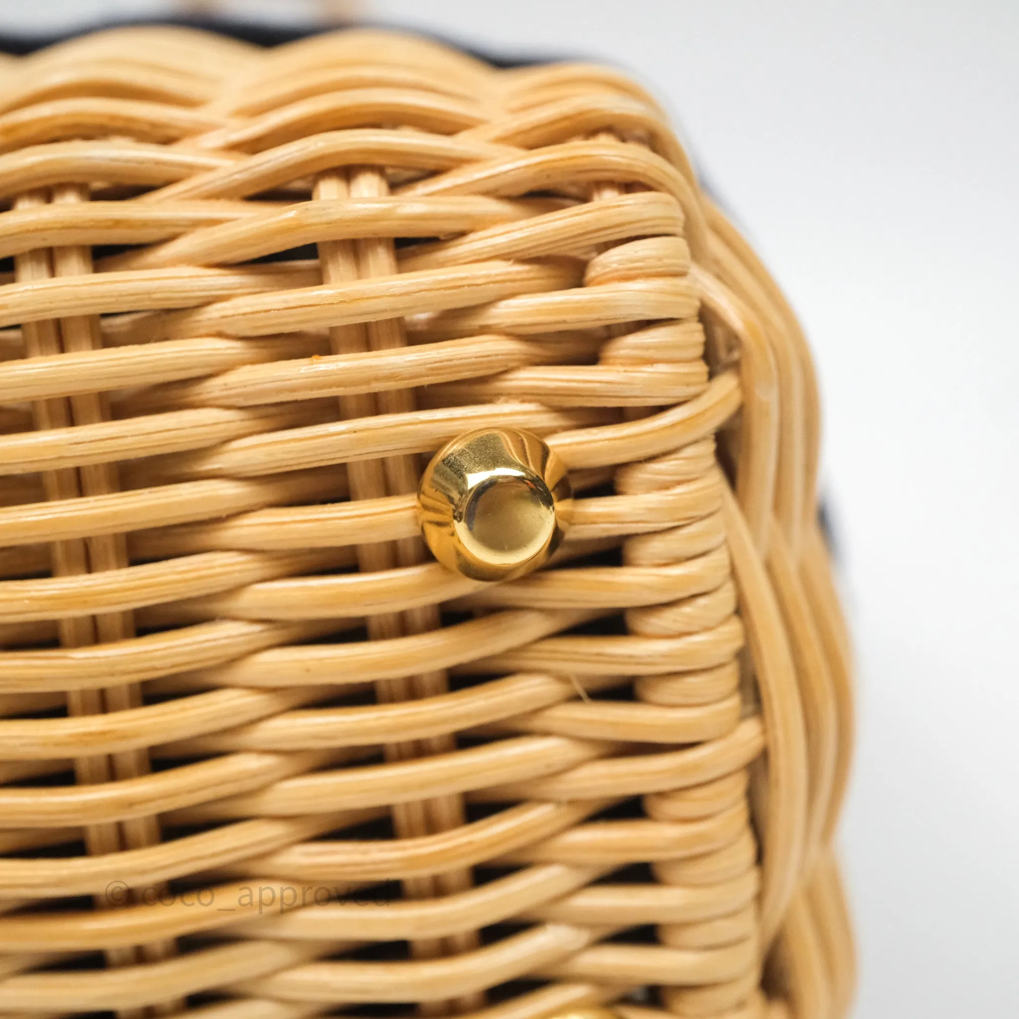 Christian Dior Mini Lady Dior Natural Rattan and Blue Dior Oblique Jacquard