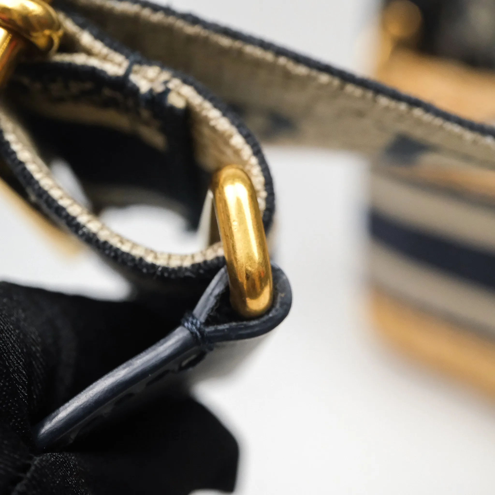 Christian Dior Mini Lady Dior Natural Rattan and Blue Dior Oblique Jacquard