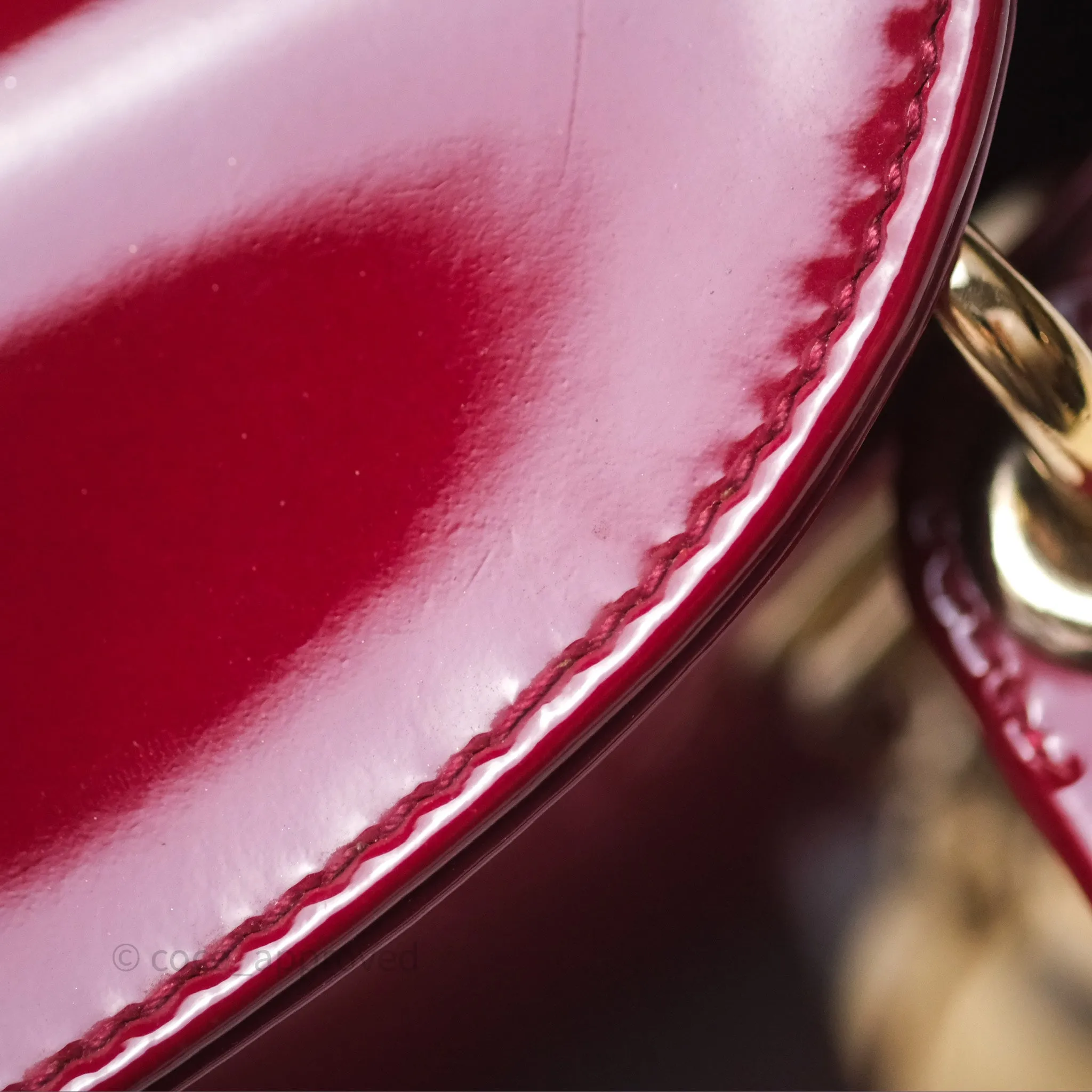 Christian Dior Mini Lady Dior Red Patent Cannage Gold Hardware
