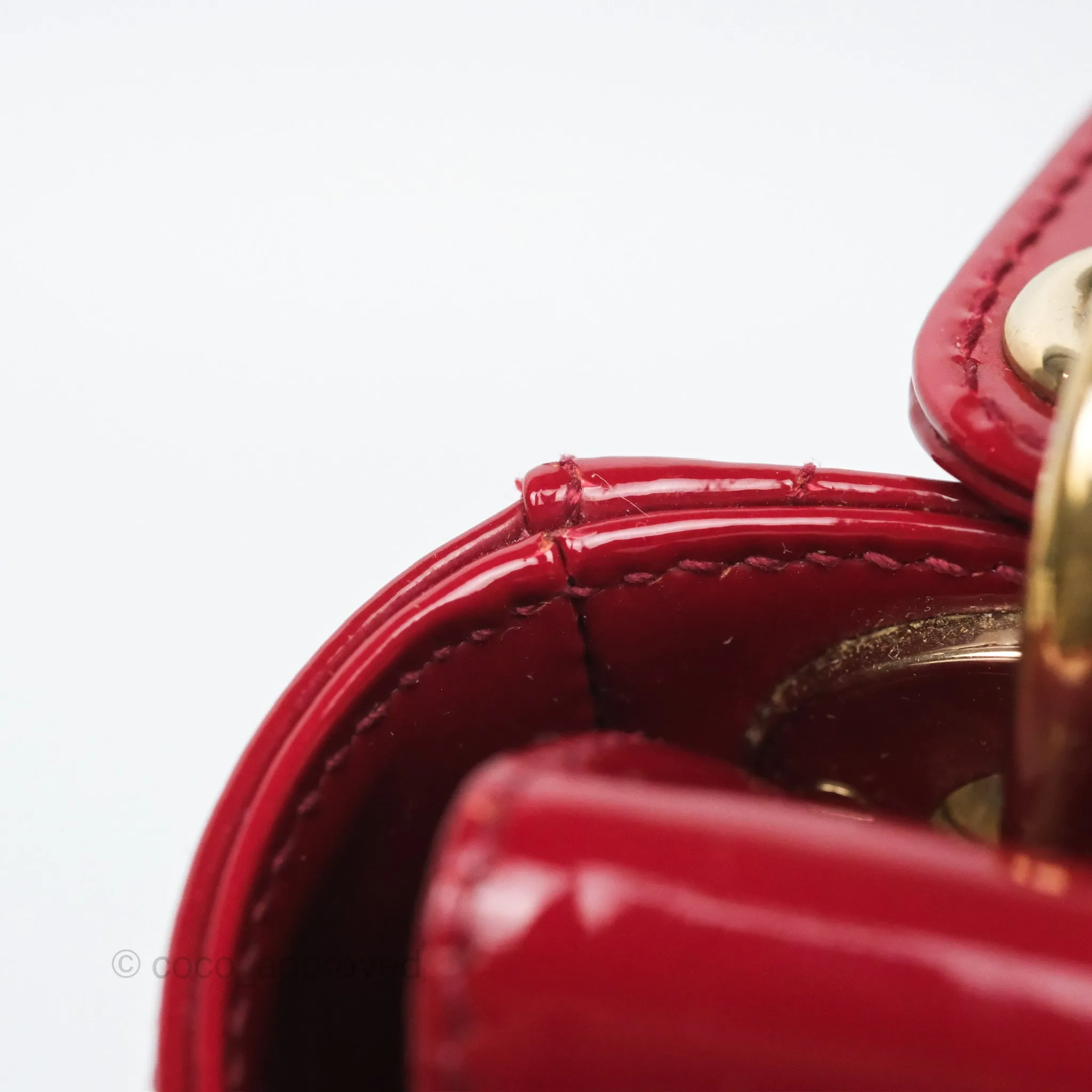 Christian Dior Mini Lady Dior Red Patent Cannage Gold Hardware