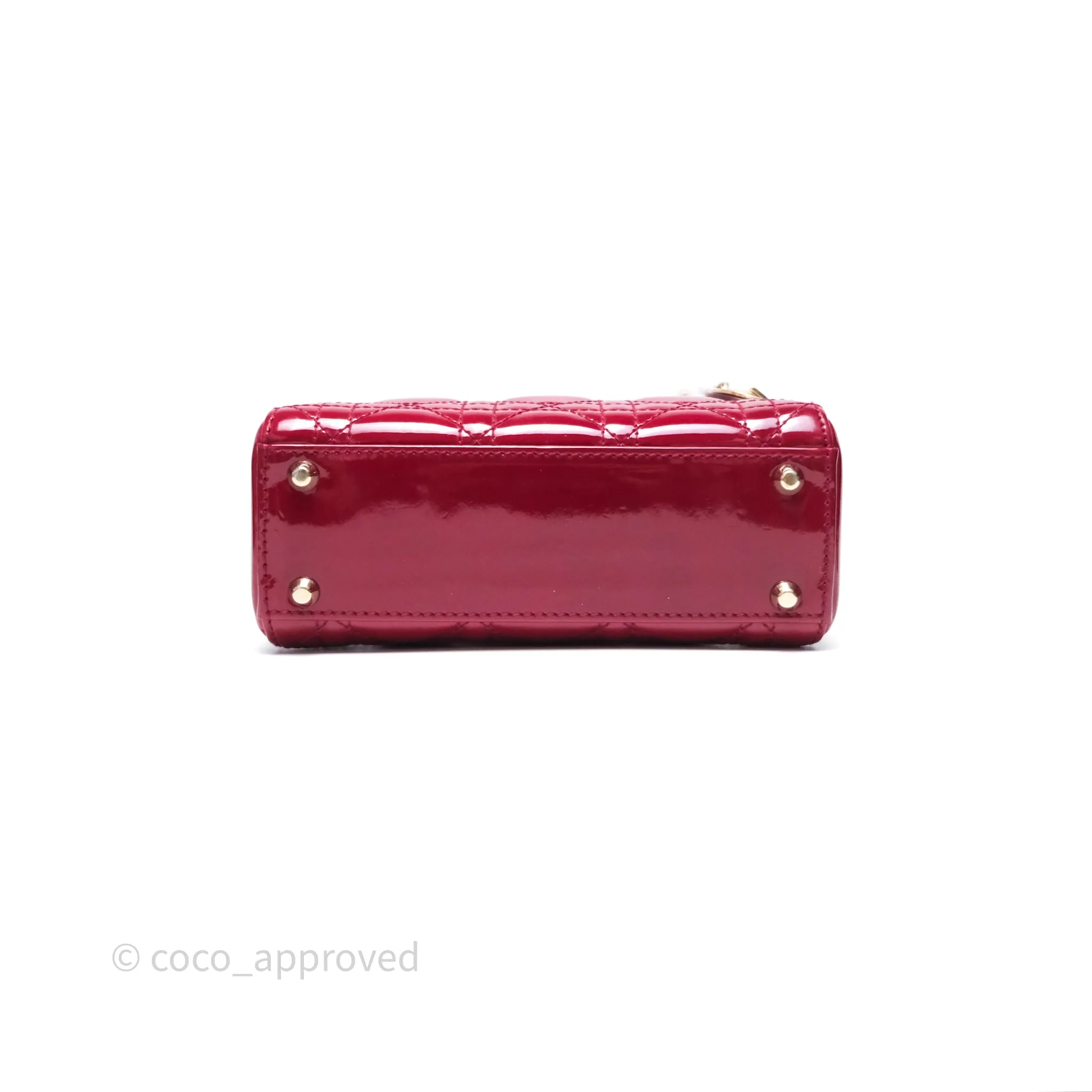 Christian Dior Mini Lady Dior Red Patent Cannage Gold Hardware