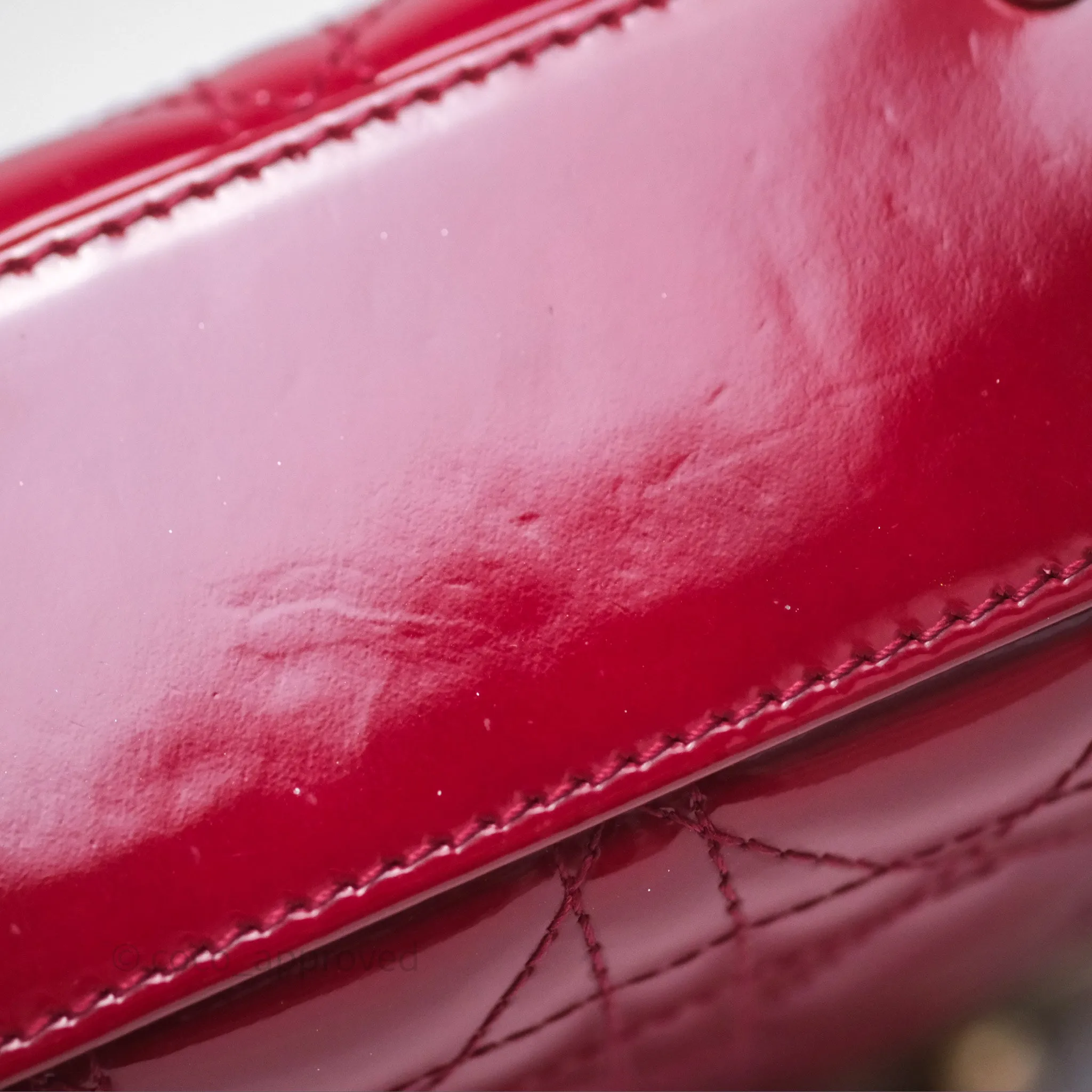 Christian Dior Mini Lady Dior Red Patent Cannage Gold Hardware