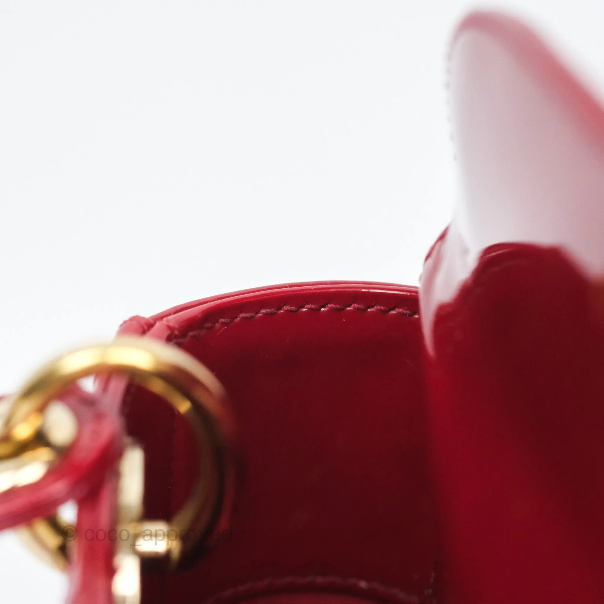 Christian Dior Mini Lady Dior Red Patent Cannage Gold Hardware
