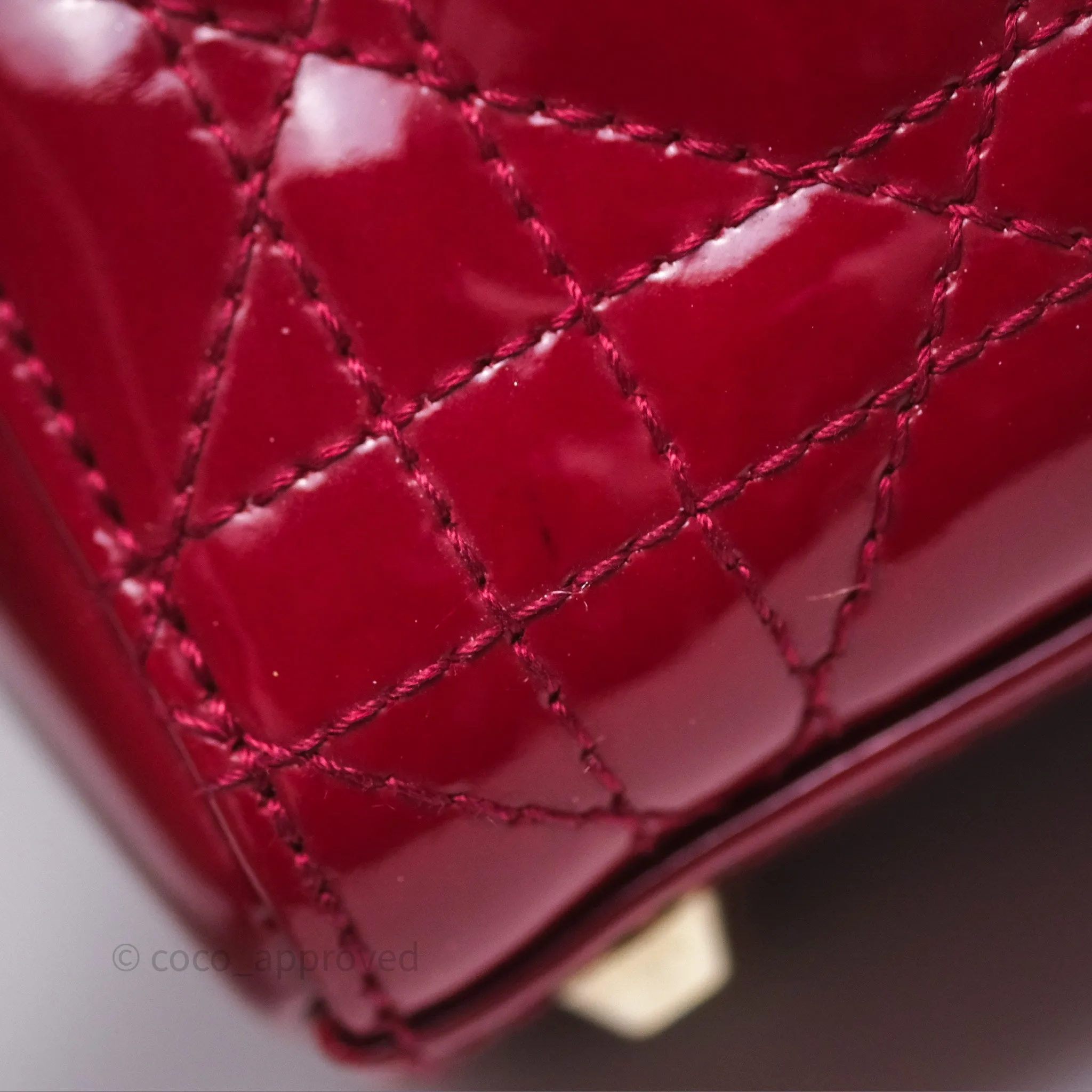 Christian Dior Mini Lady Dior Red Patent Cannage Gold Hardware
