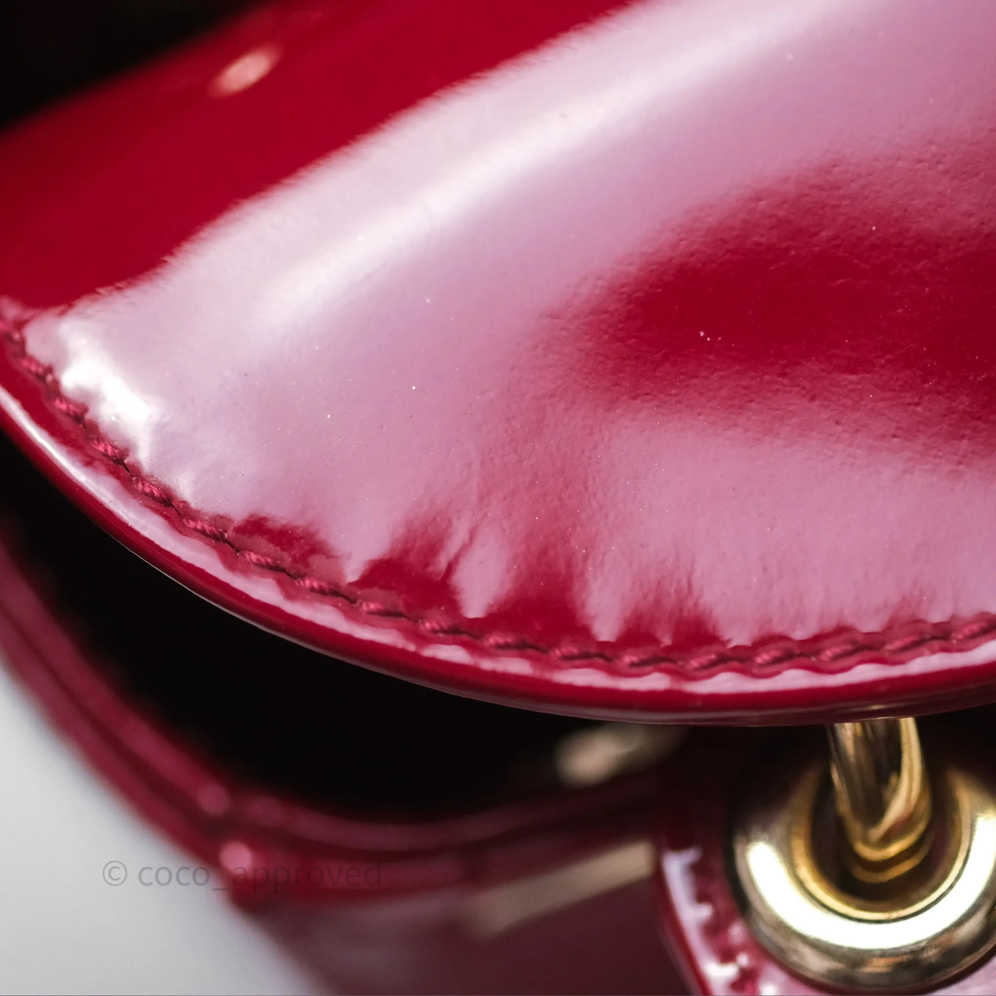 Christian Dior Mini Lady Dior Red Patent Cannage Gold Hardware