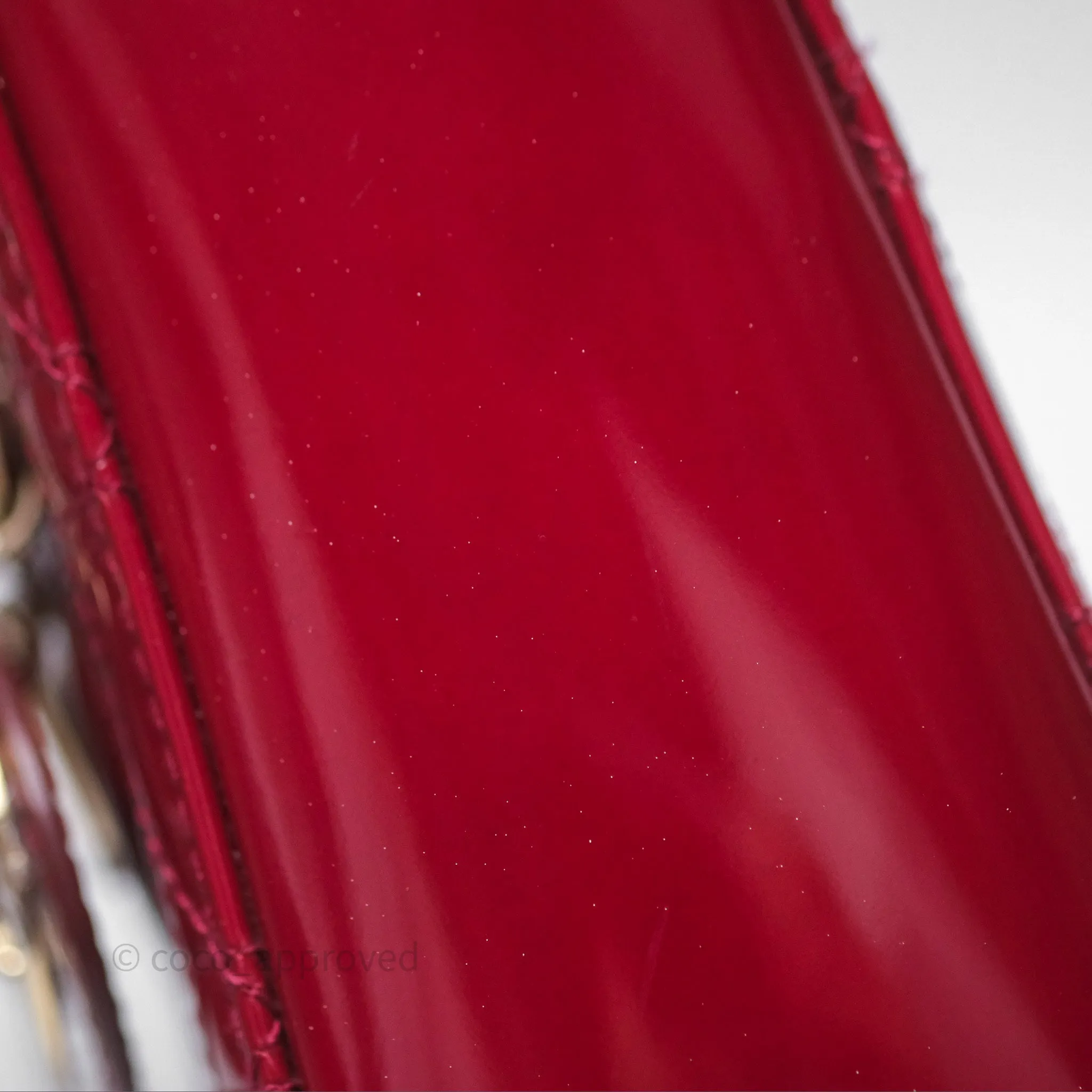 Christian Dior Mini Lady Dior Red Patent Cannage Gold Hardware
