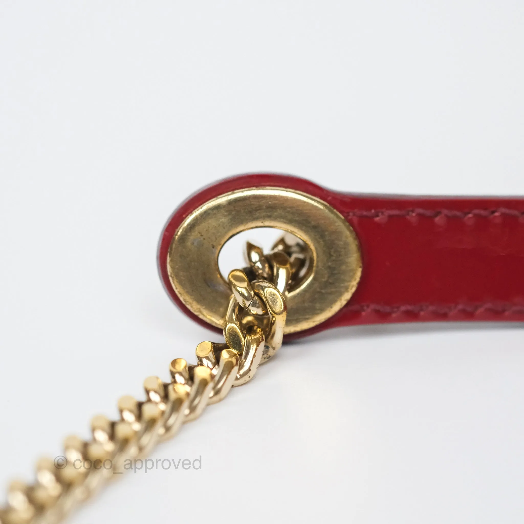 Christian Dior Mini Lady Dior Red Patent Cannage Gold Hardware