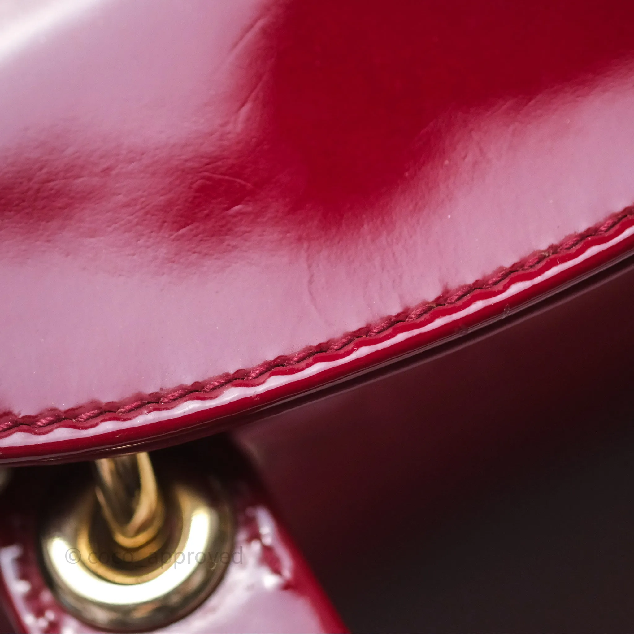 Christian Dior Mini Lady Dior Red Patent Cannage Gold Hardware