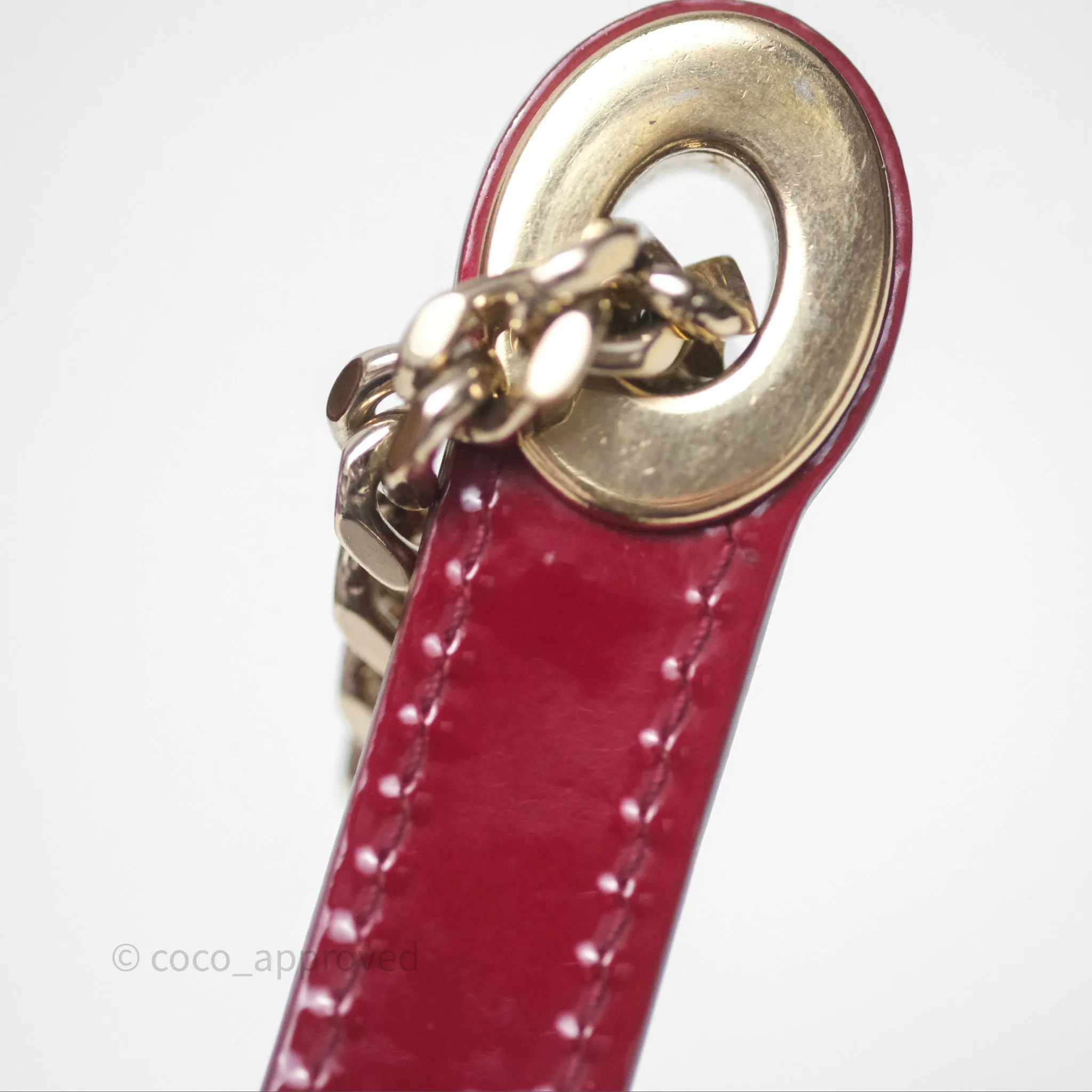 Christian Dior Mini Lady Dior Red Patent Cannage Gold Hardware