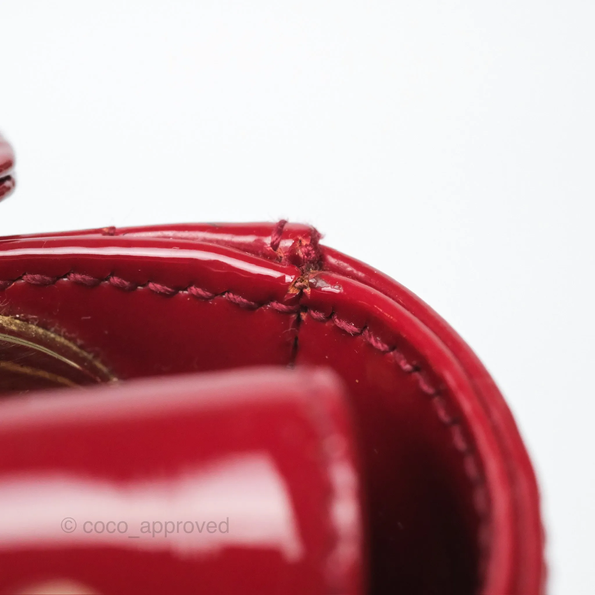 Christian Dior Mini Lady Dior Red Patent Cannage Gold Hardware