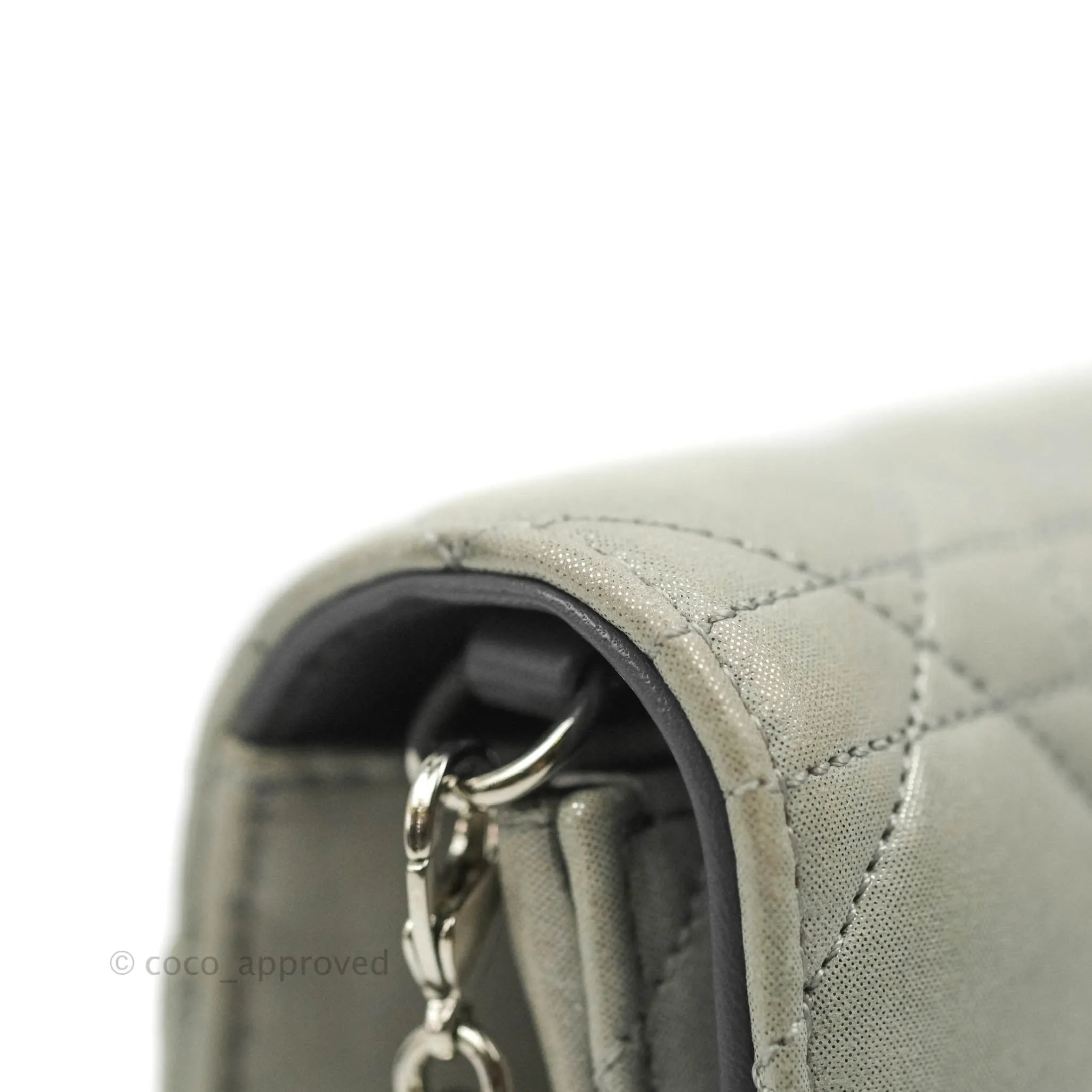 Christian Dior Miss Dior WOC Cannage Metallic Grey Silver Hardware