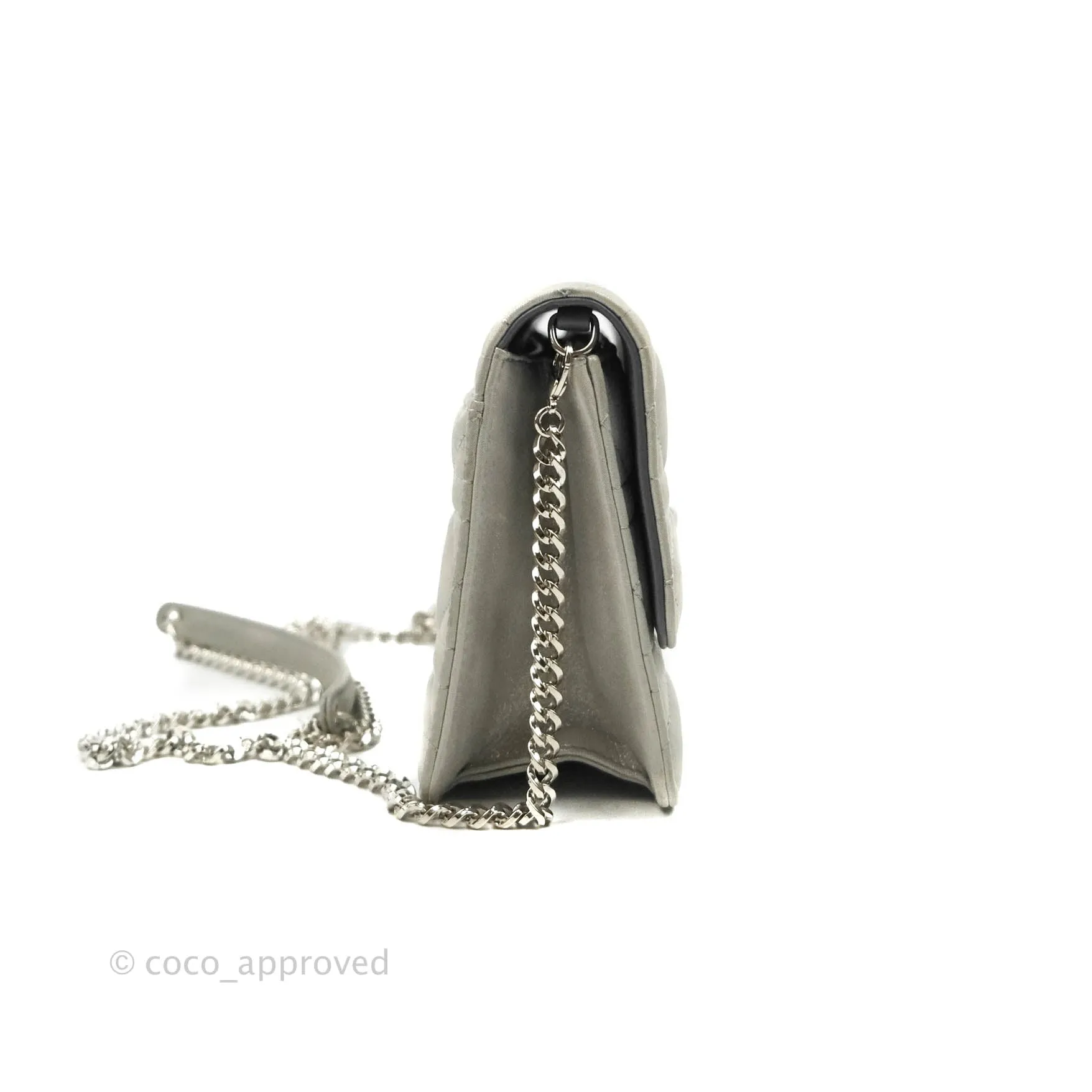 Christian Dior Miss Dior WOC Cannage Metallic Grey Silver Hardware