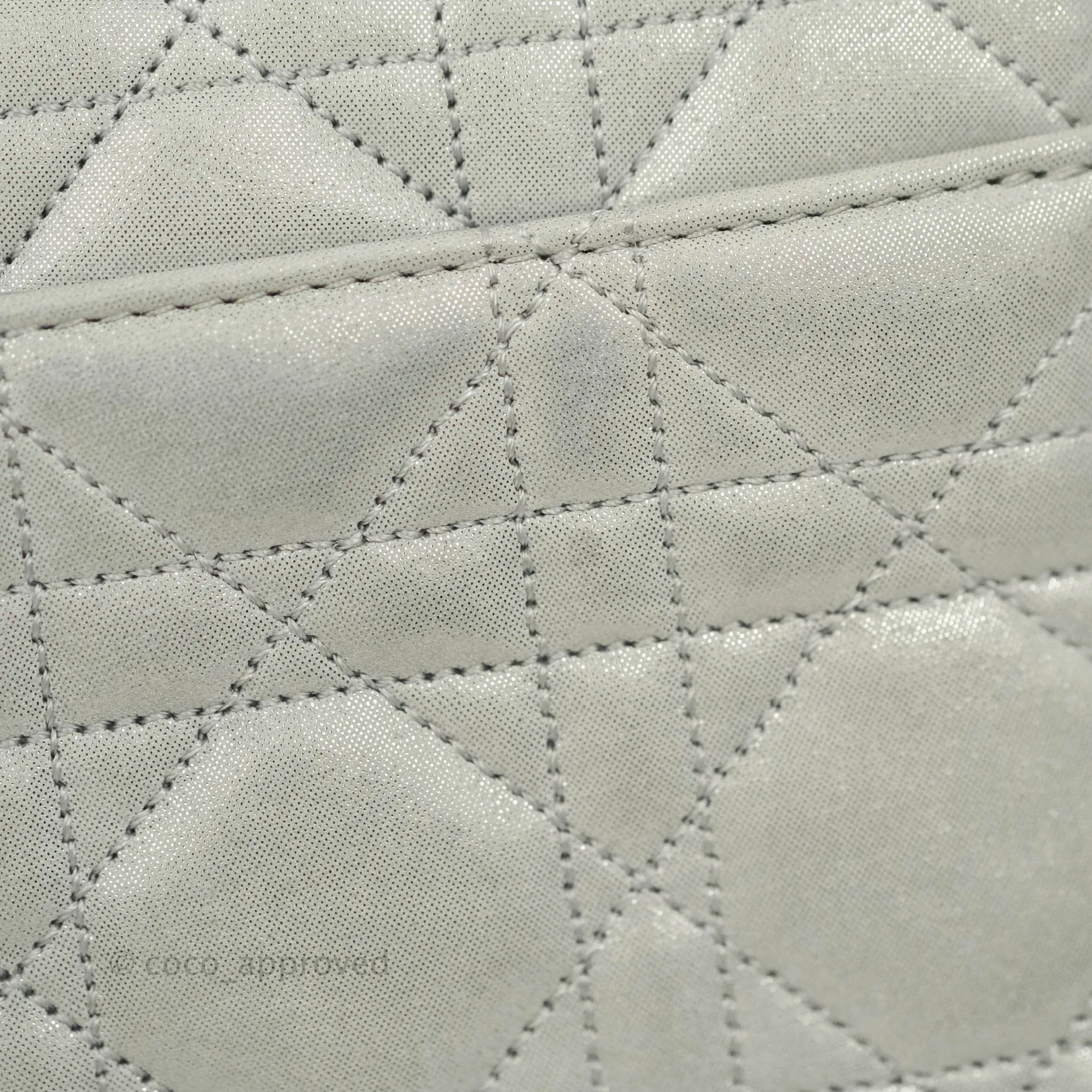 Christian Dior Miss Dior WOC Cannage Metallic Grey Silver Hardware