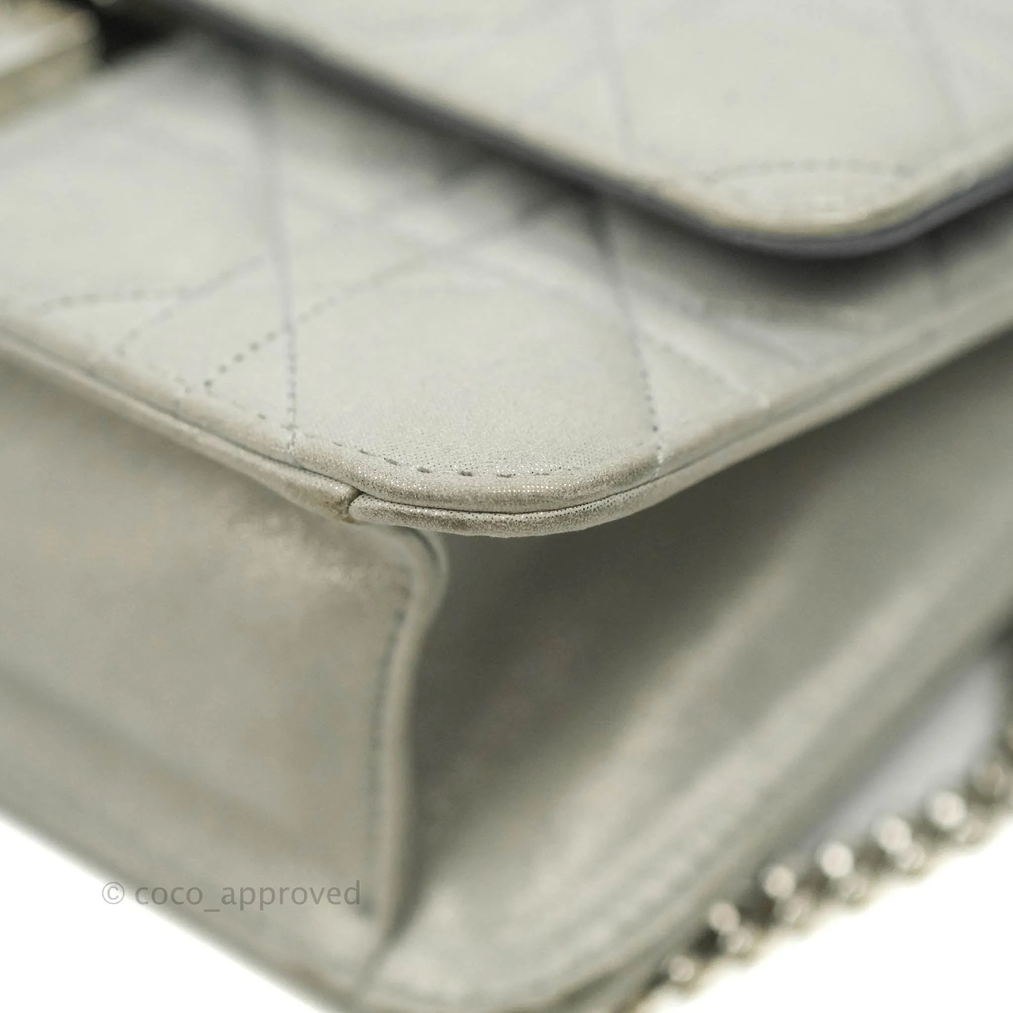 Christian Dior Miss Dior WOC Cannage Metallic Grey Silver Hardware