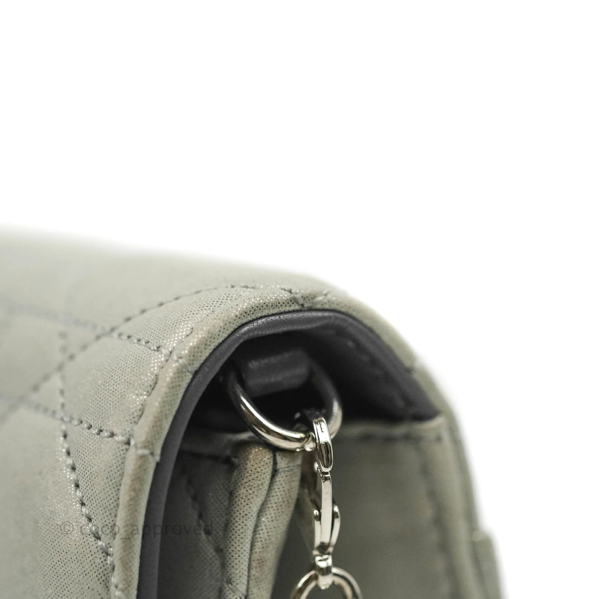 Christian Dior Miss Dior WOC Cannage Metallic Grey Silver Hardware
