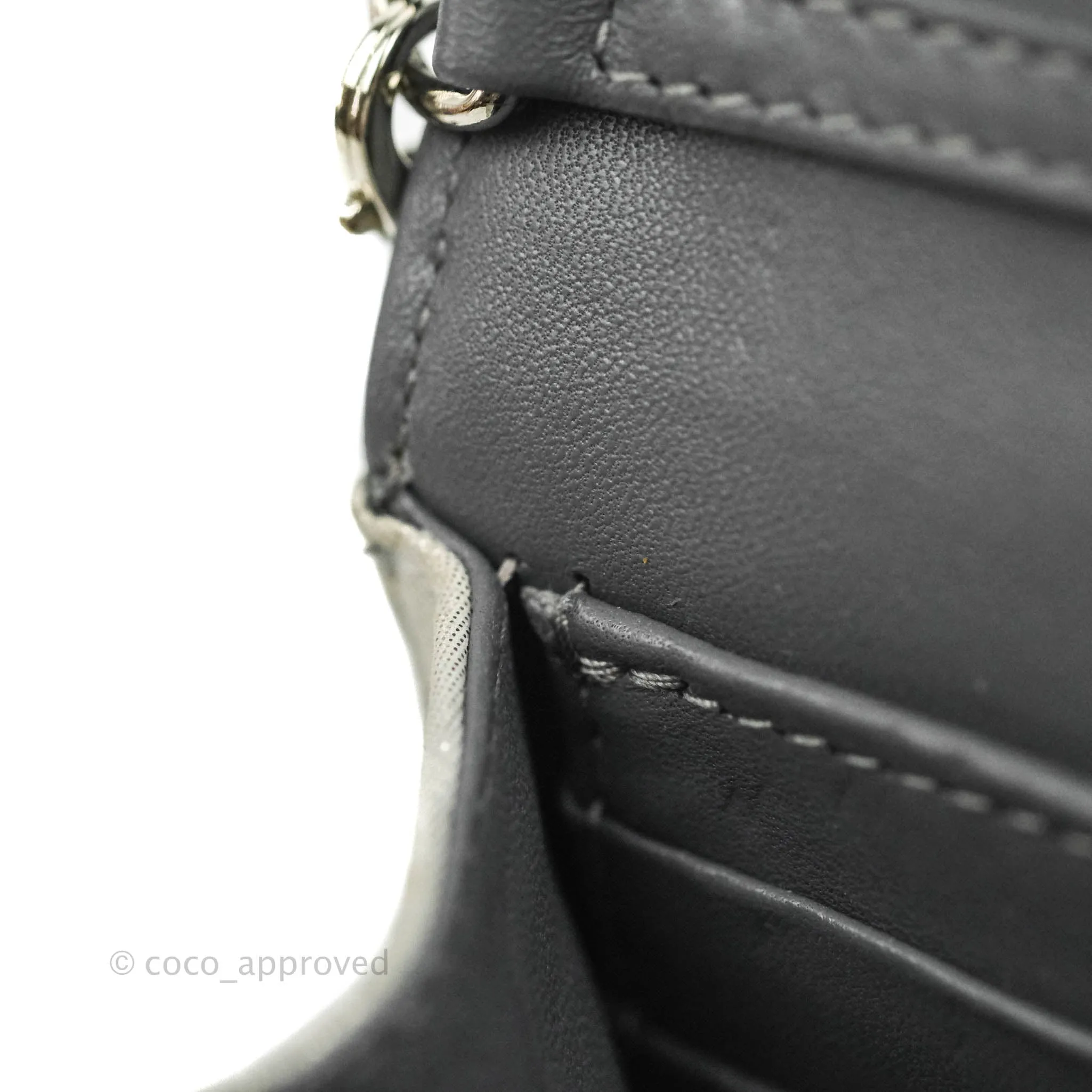 Christian Dior Miss Dior WOC Cannage Metallic Grey Silver Hardware