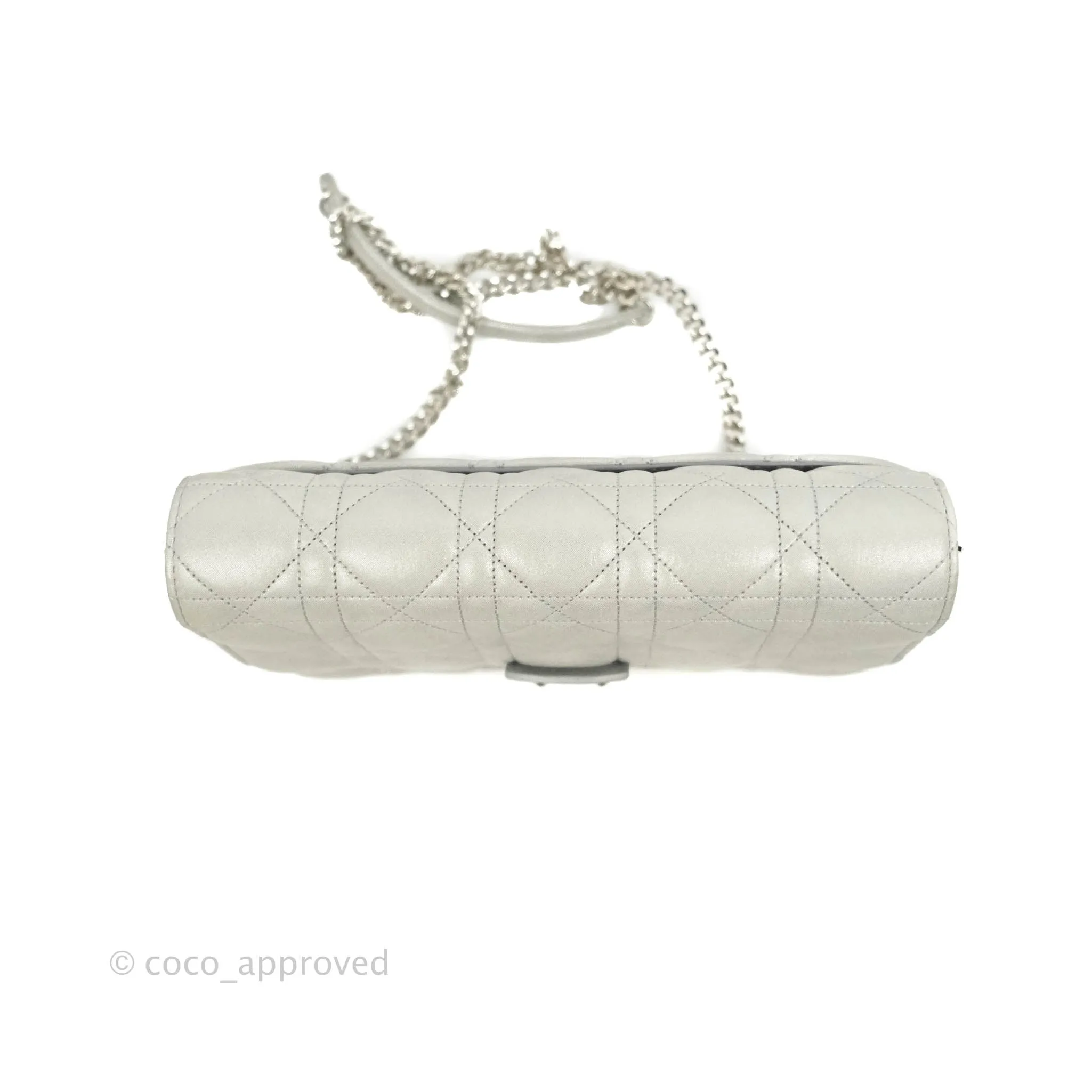 Christian Dior Miss Dior WOC Cannage Metallic Grey Silver Hardware