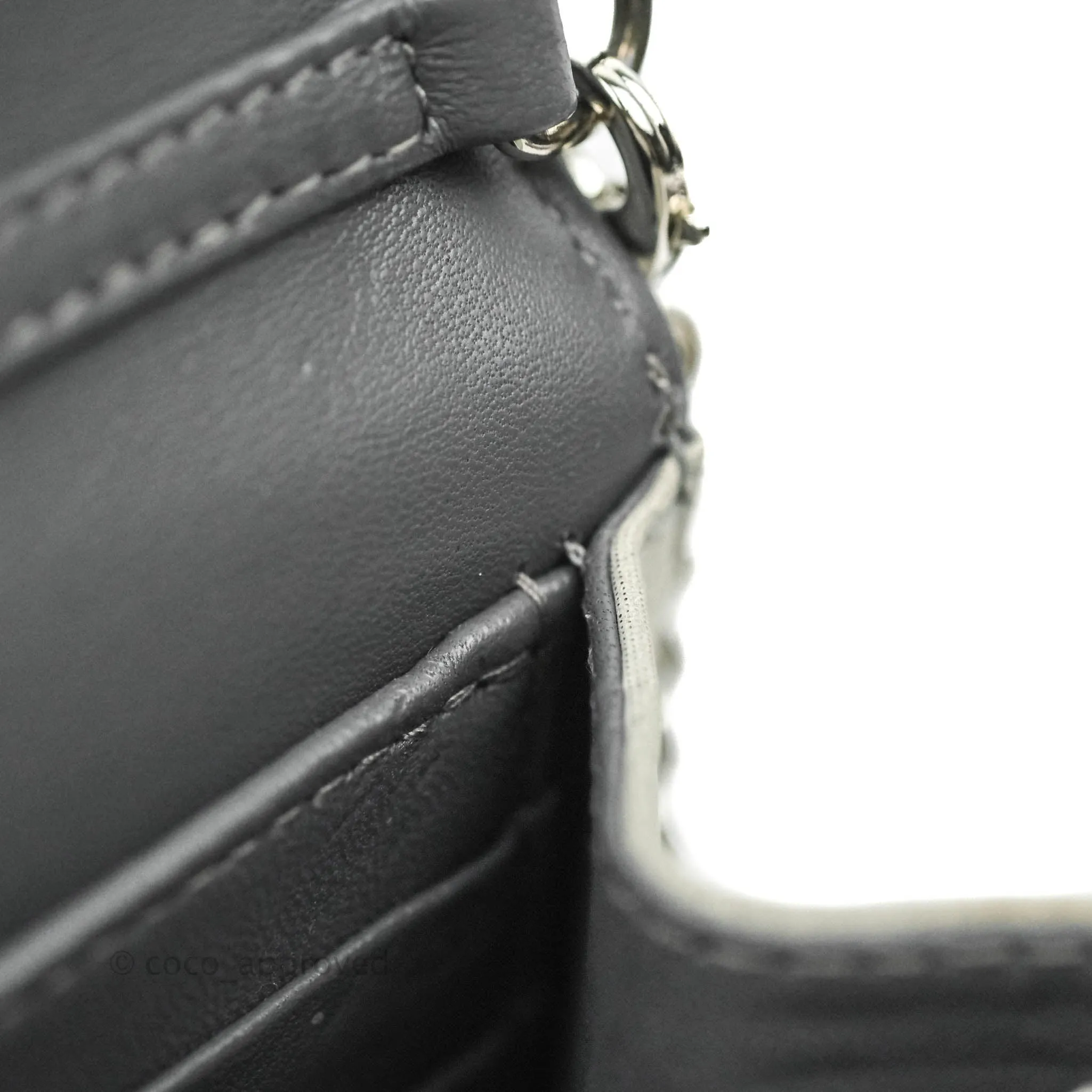 Christian Dior Miss Dior WOC Cannage Metallic Grey Silver Hardware