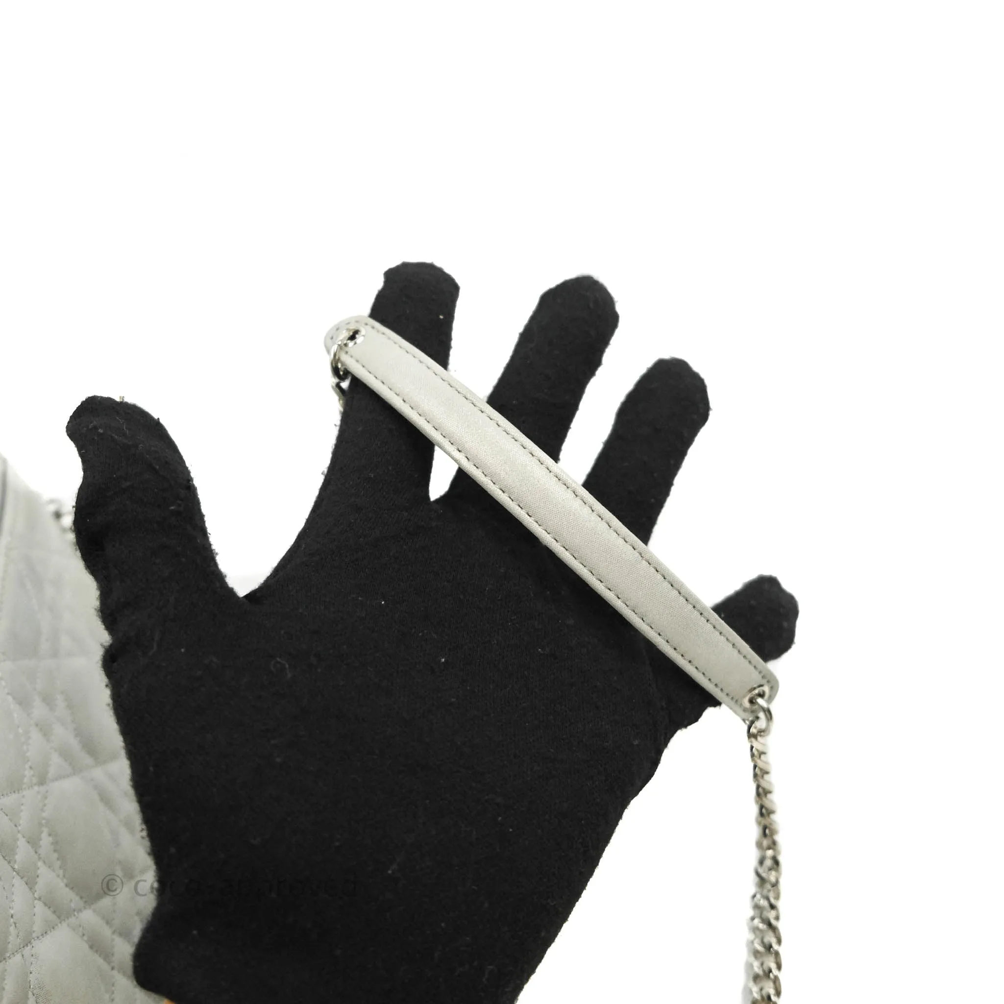 Christian Dior Miss Dior WOC Cannage Metallic Grey Silver Hardware