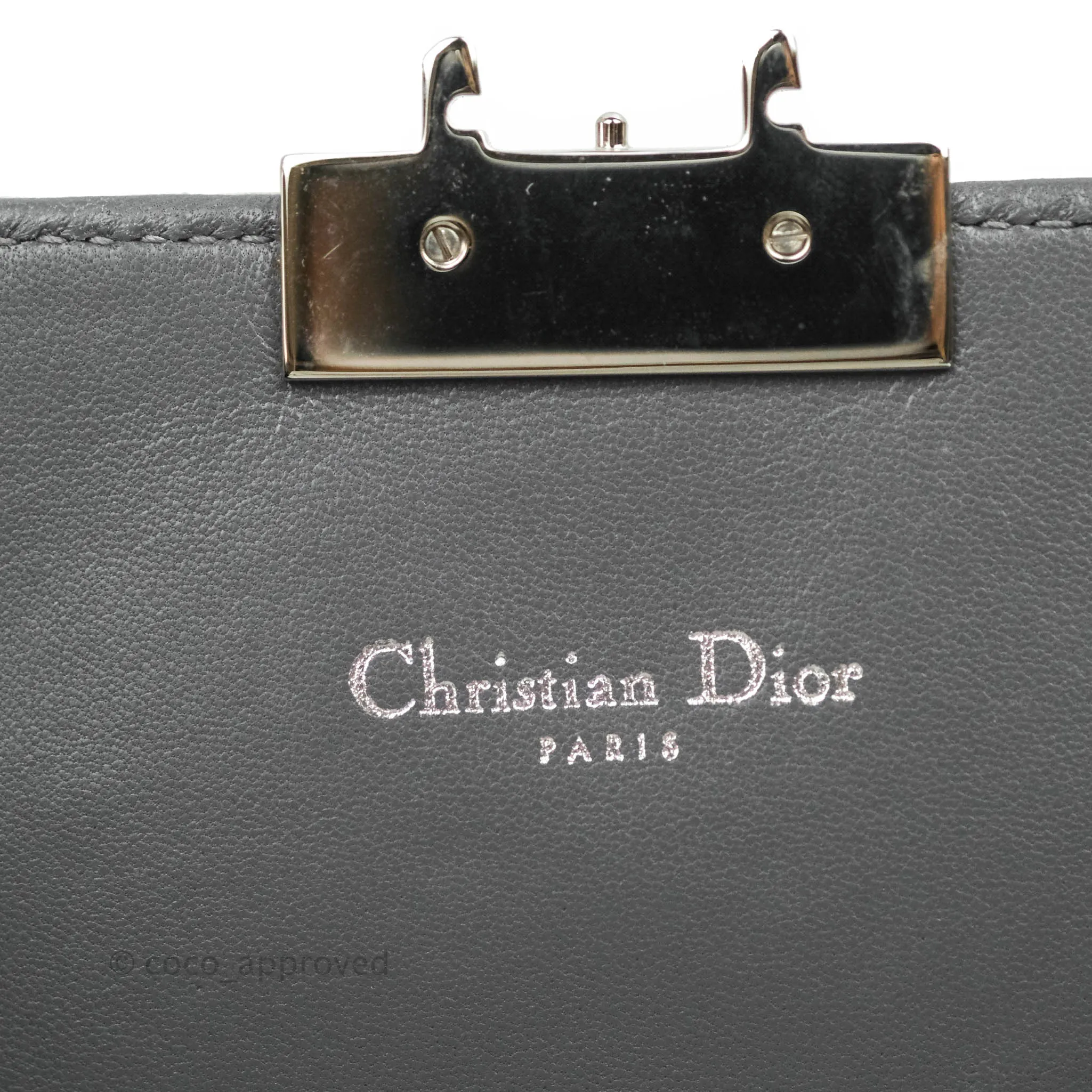Christian Dior Miss Dior WOC Cannage Metallic Grey Silver Hardware
