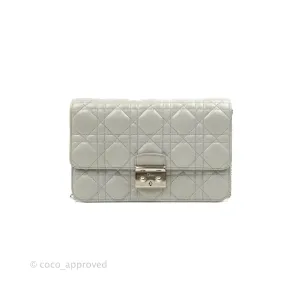 Christian Dior Miss Dior WOC Cannage Metallic Grey Silver Hardware