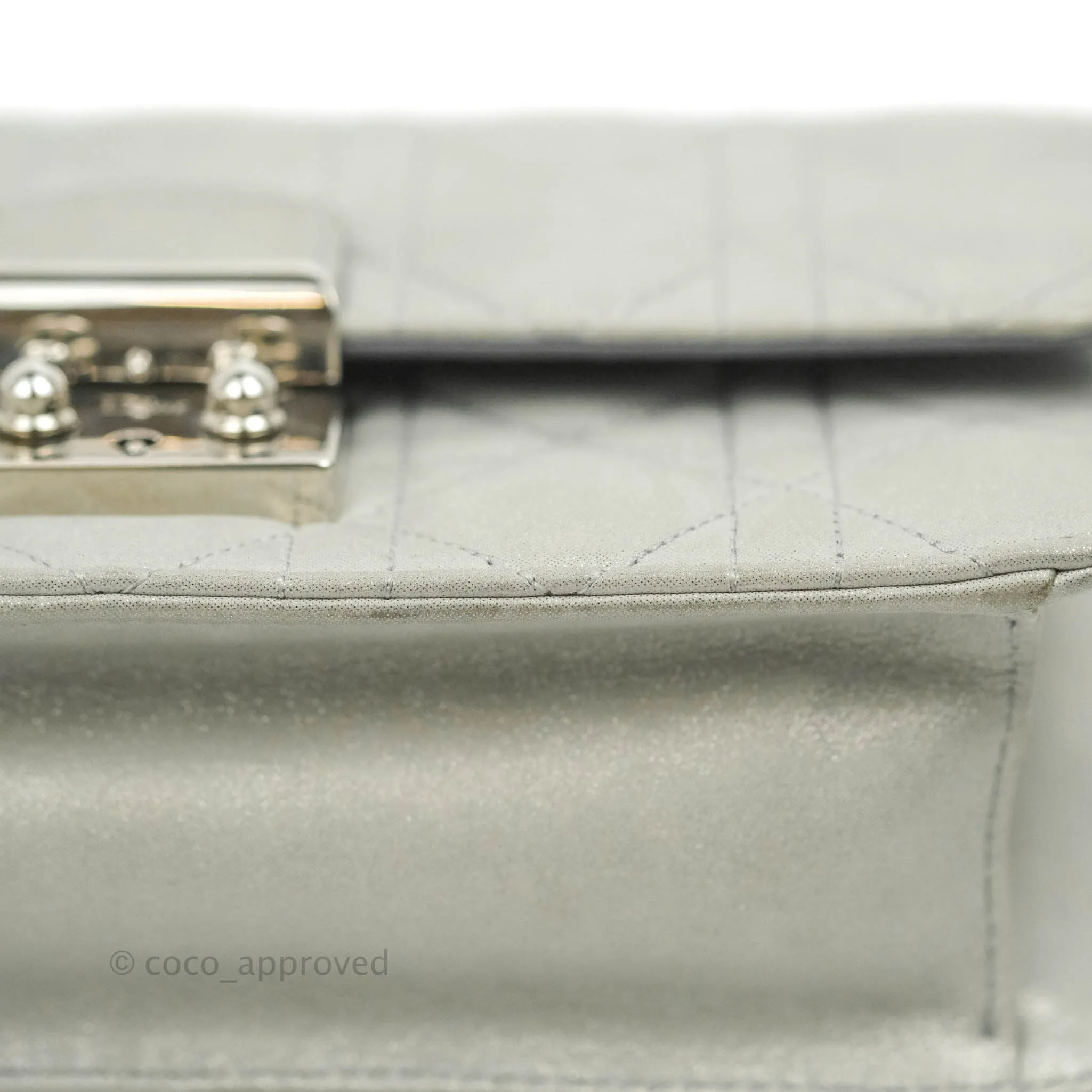 Christian Dior Miss Dior WOC Cannage Metallic Grey Silver Hardware