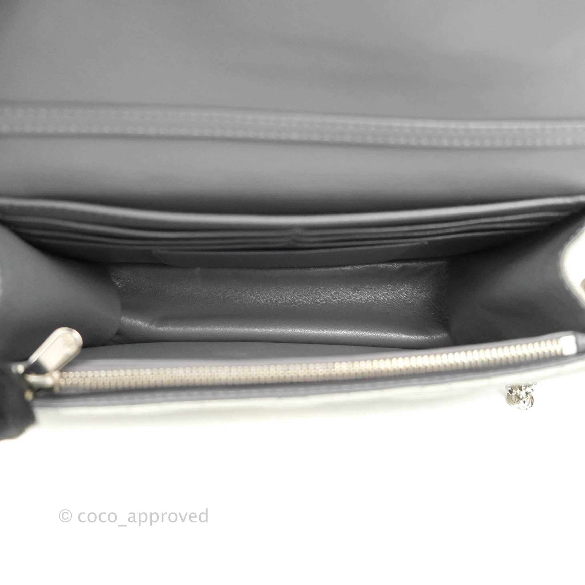 Christian Dior Miss Dior WOC Cannage Metallic Grey Silver Hardware