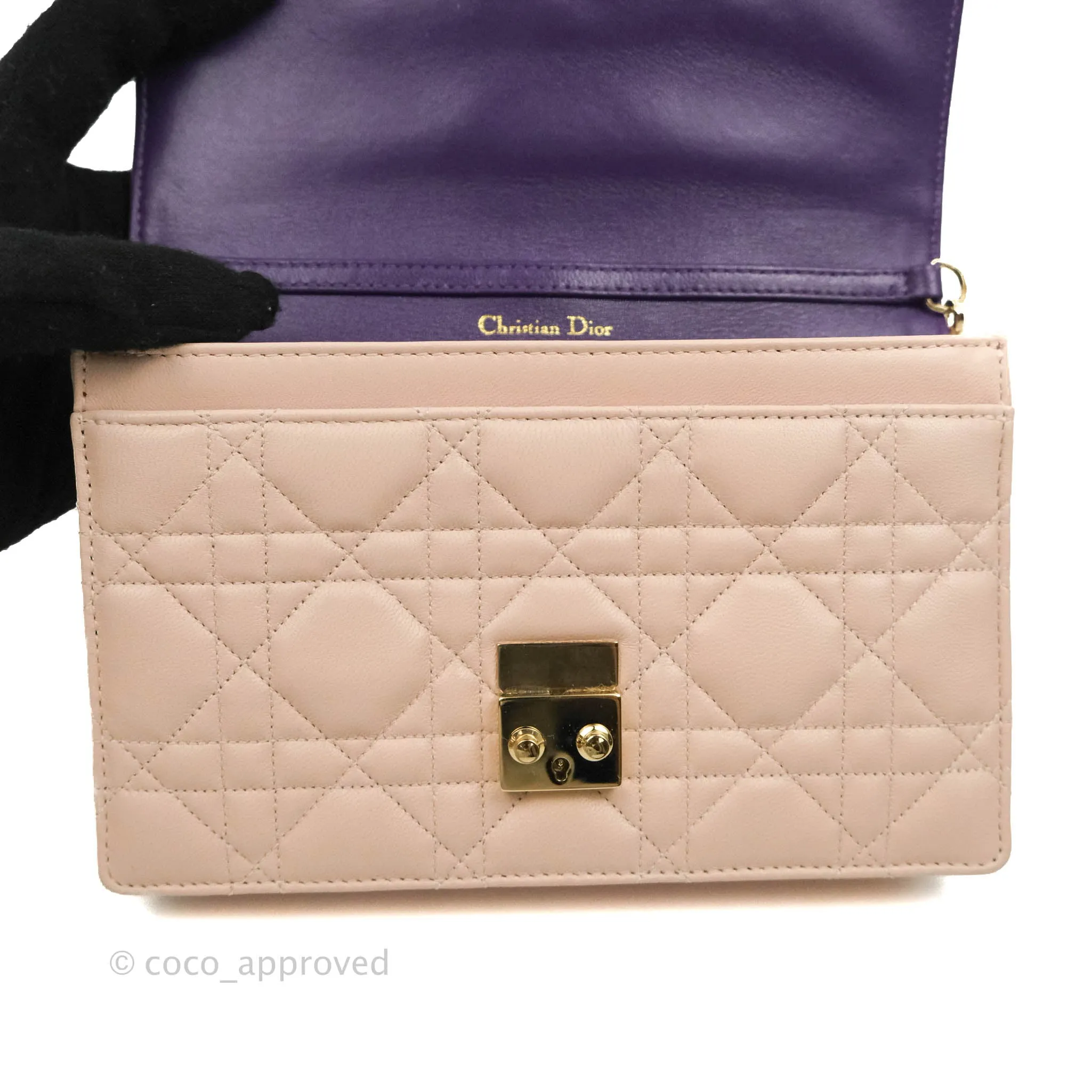 Christian Dior Miss Dior WOC Cannage Pink Lambskin Gold Hardware