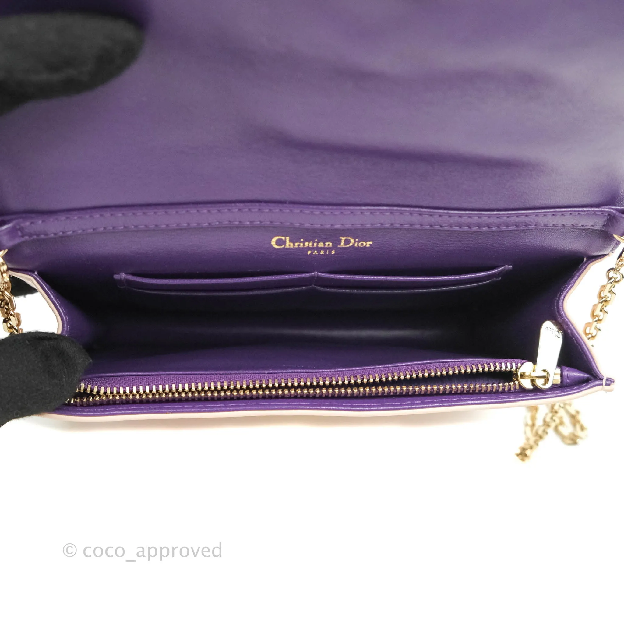 Christian Dior Miss Dior WOC Cannage Pink Lambskin Gold Hardware