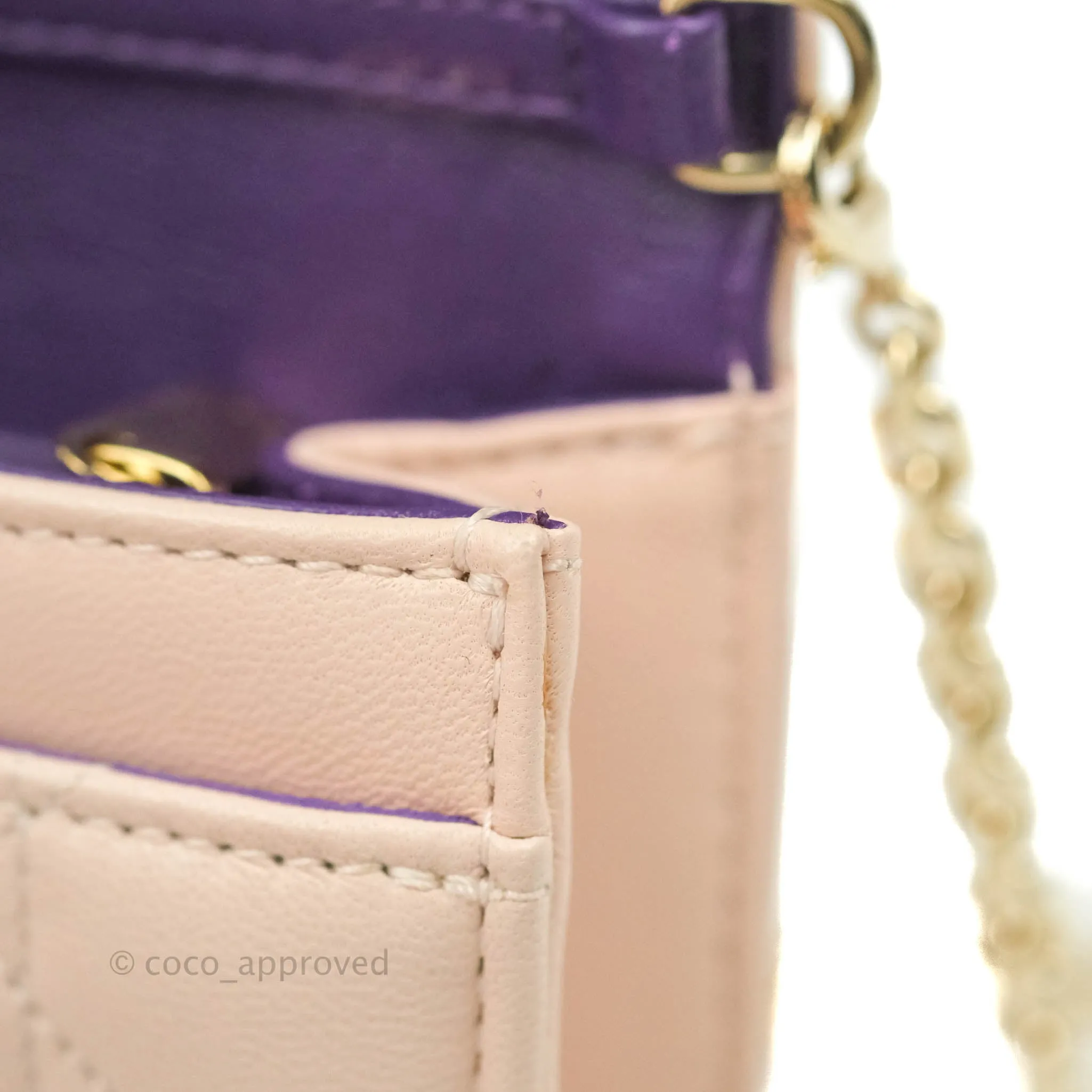 Christian Dior Miss Dior WOC Cannage Pink Lambskin Gold Hardware