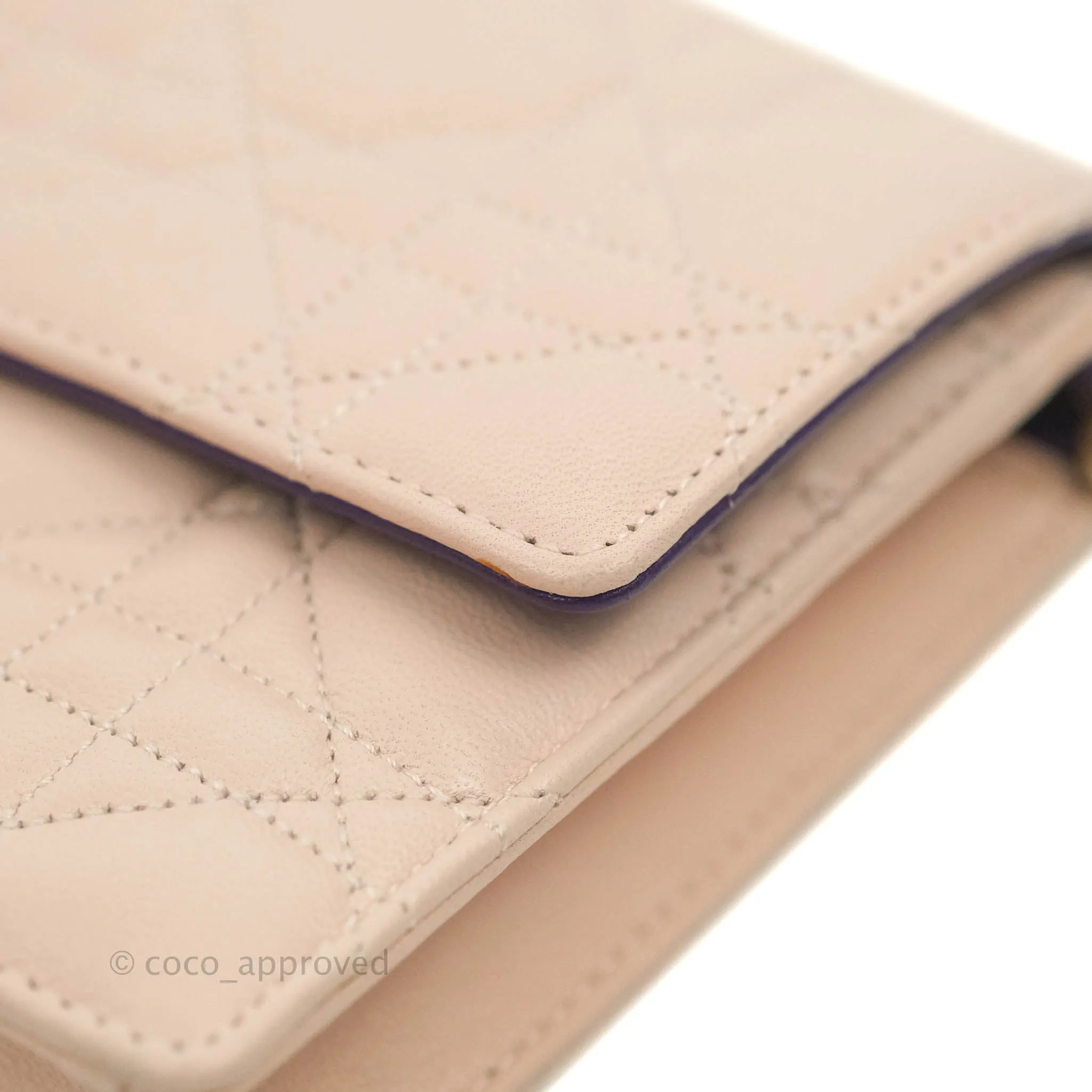 Christian Dior Miss Dior WOC Cannage Pink Lambskin Gold Hardware