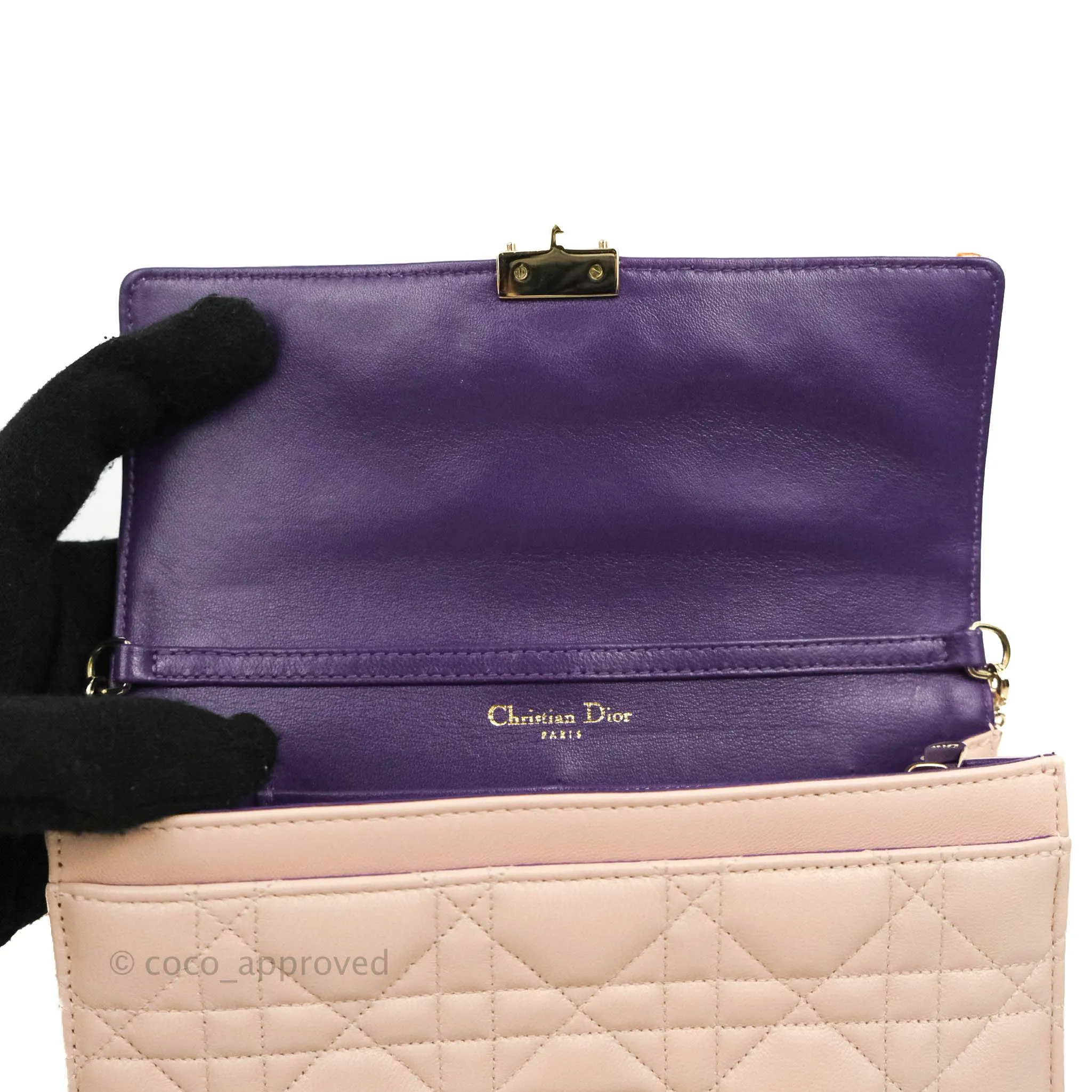 Christian Dior Miss Dior WOC Cannage Pink Lambskin Gold Hardware