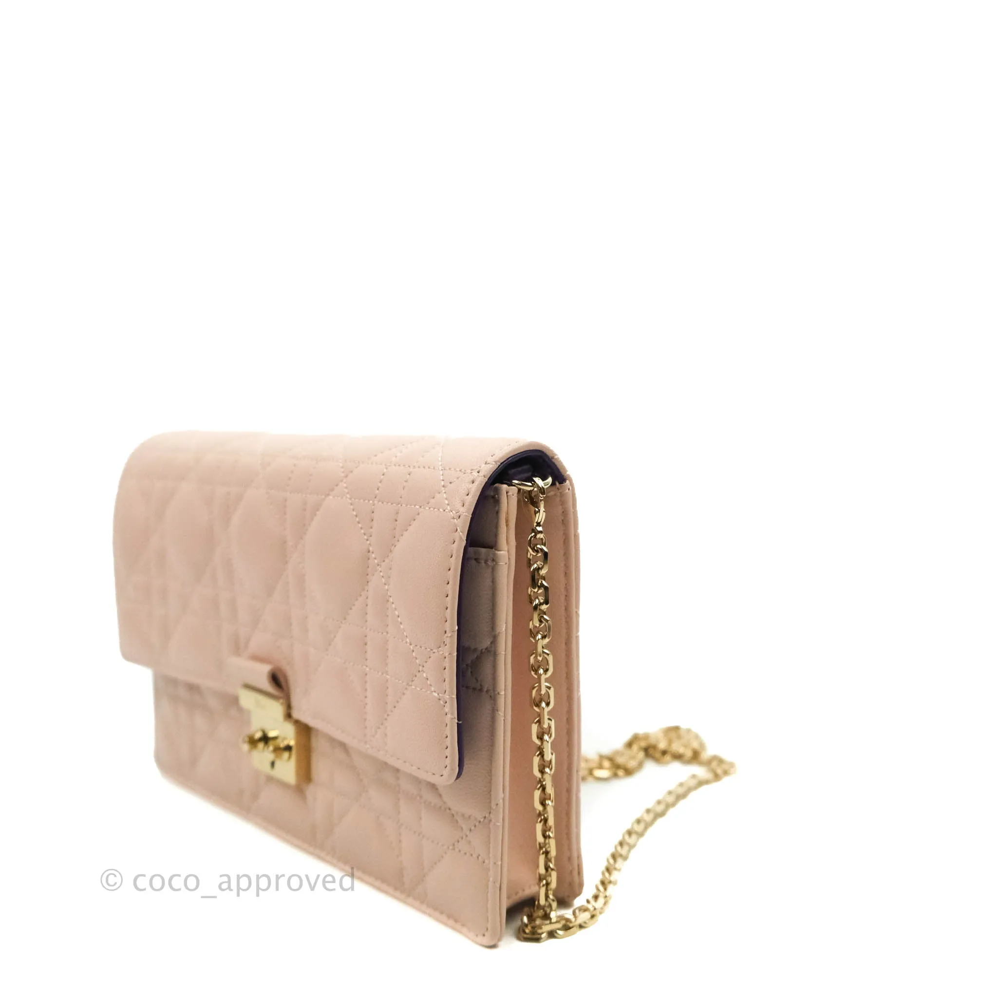 Christian Dior Miss Dior WOC Cannage Pink Lambskin Gold Hardware