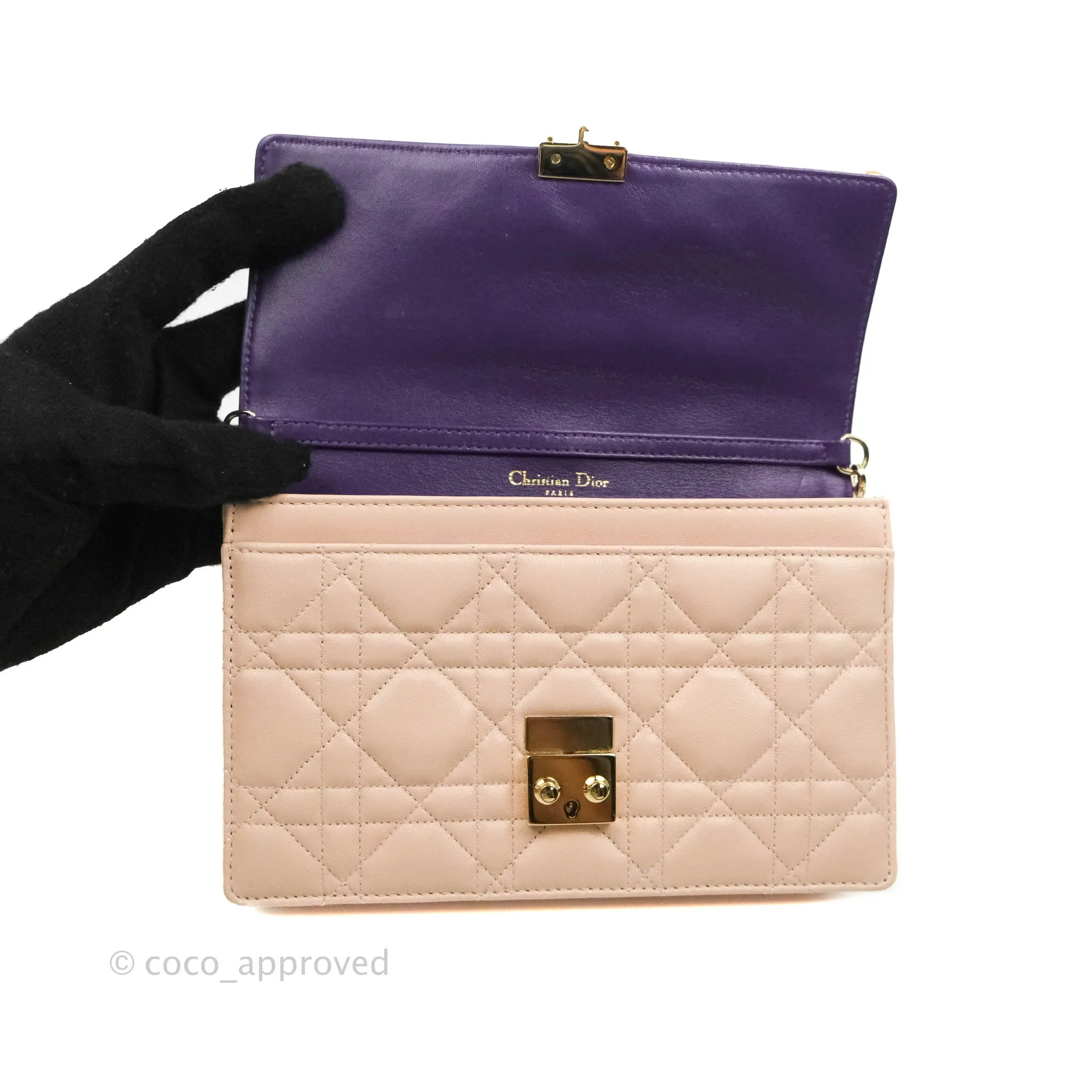 Christian Dior Miss Dior WOC Cannage Pink Lambskin Gold Hardware