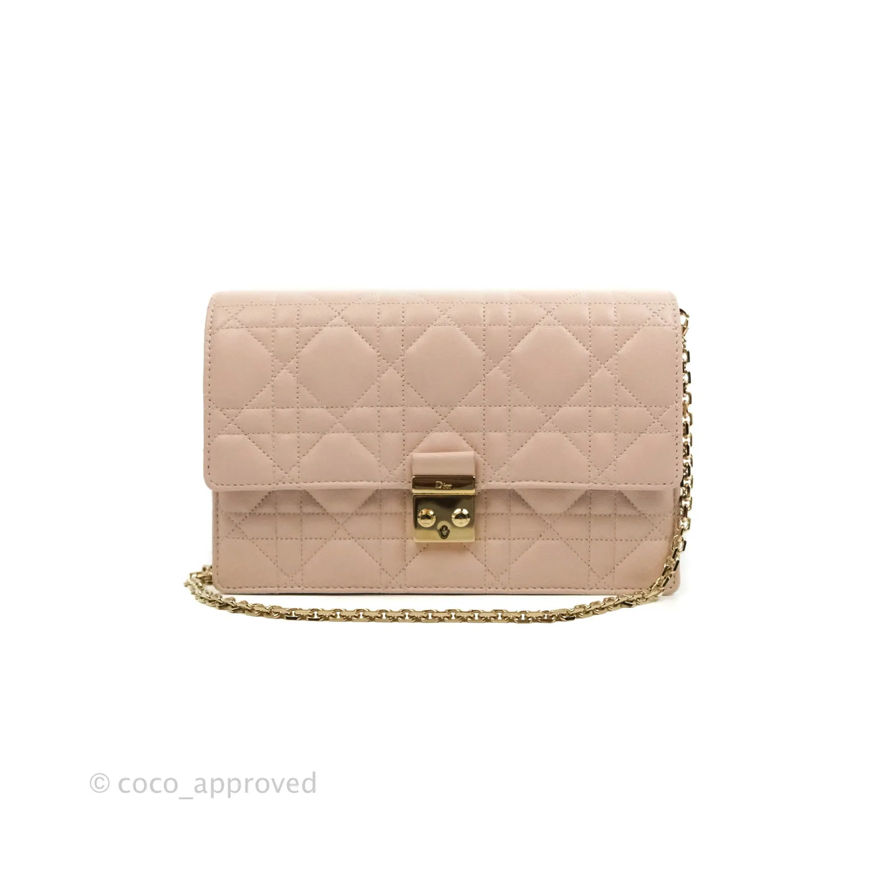 Christian Dior Miss Dior WOC Cannage Pink Lambskin Gold Hardware