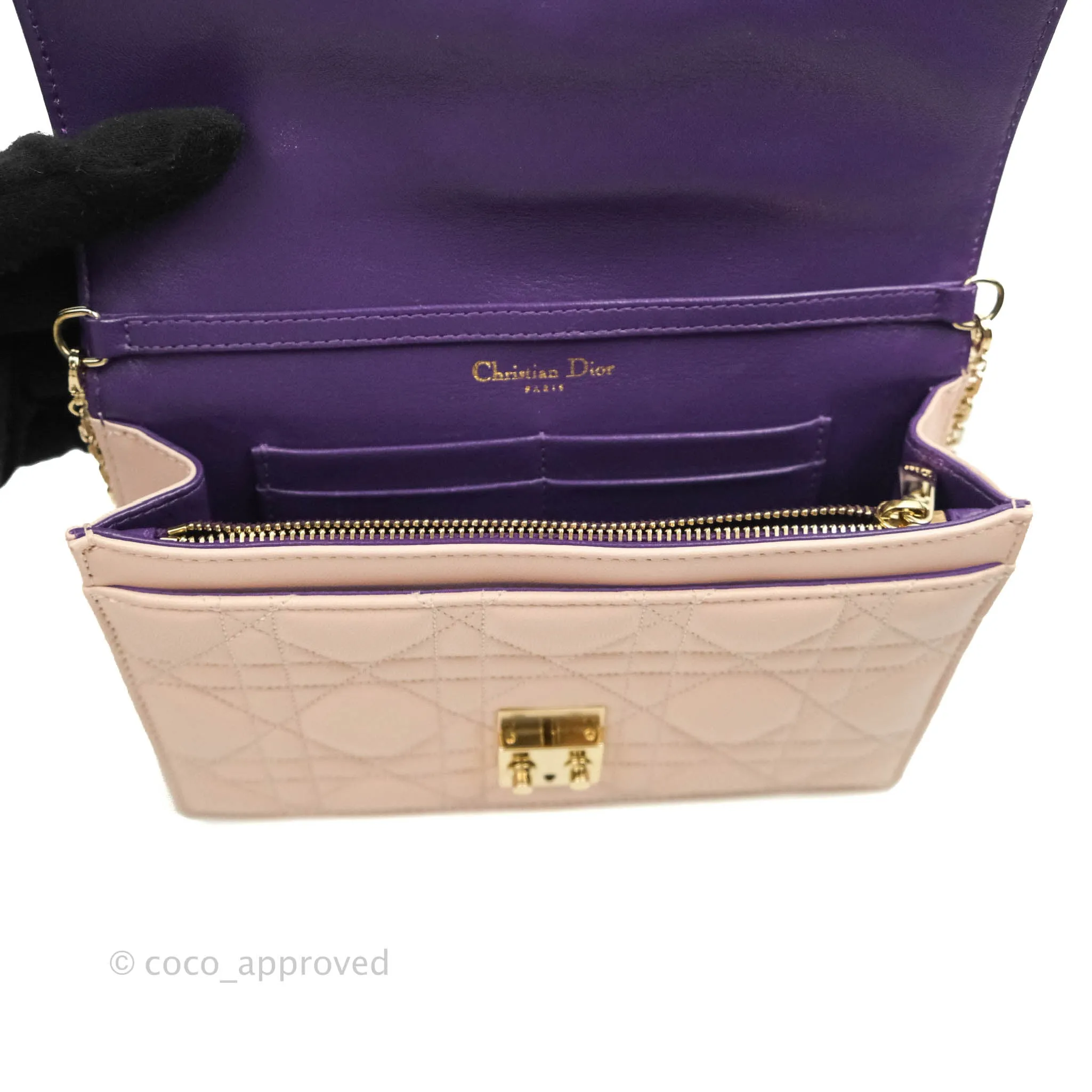 Christian Dior Miss Dior WOC Cannage Pink Lambskin Gold Hardware