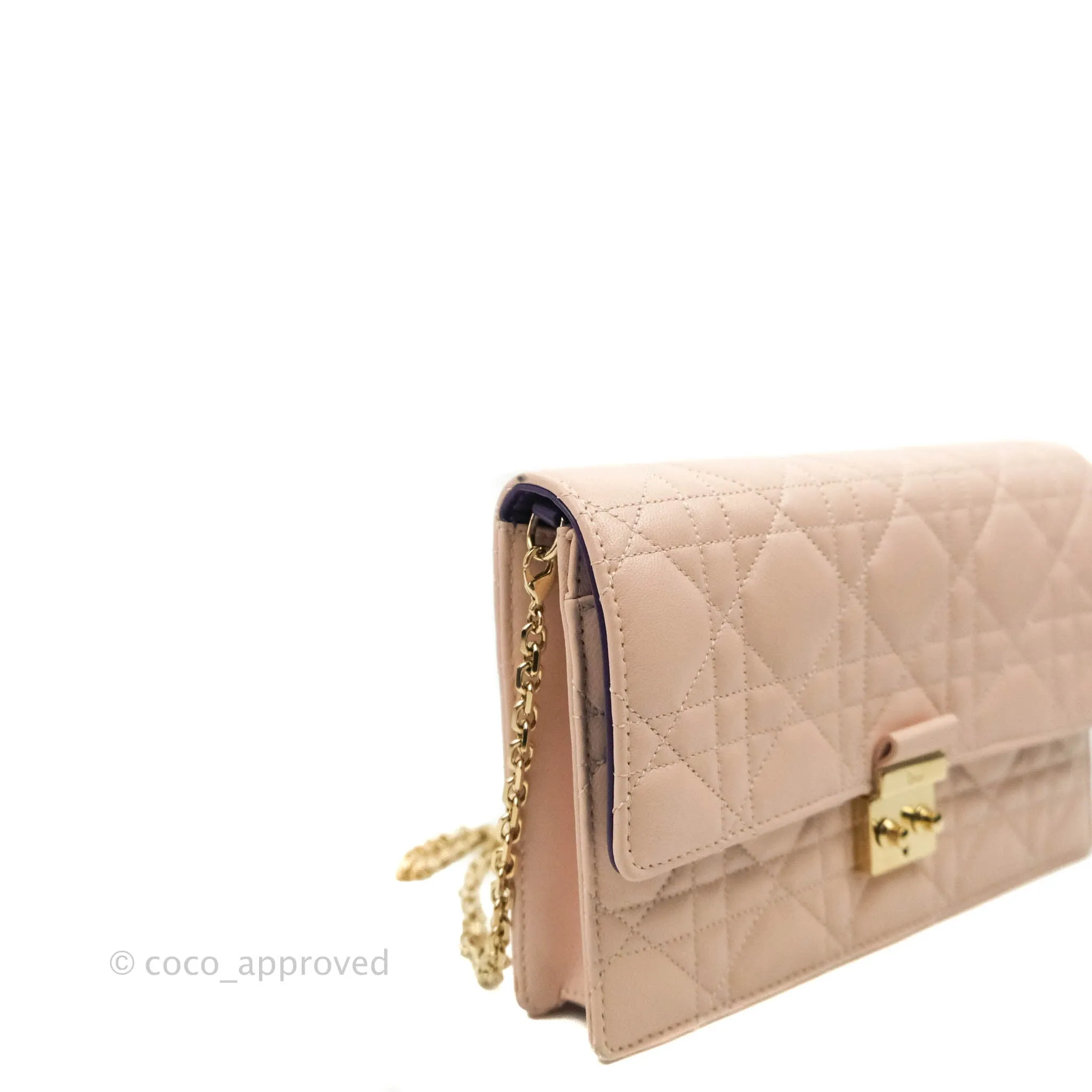 Christian Dior Miss Dior WOC Cannage Pink Lambskin Gold Hardware