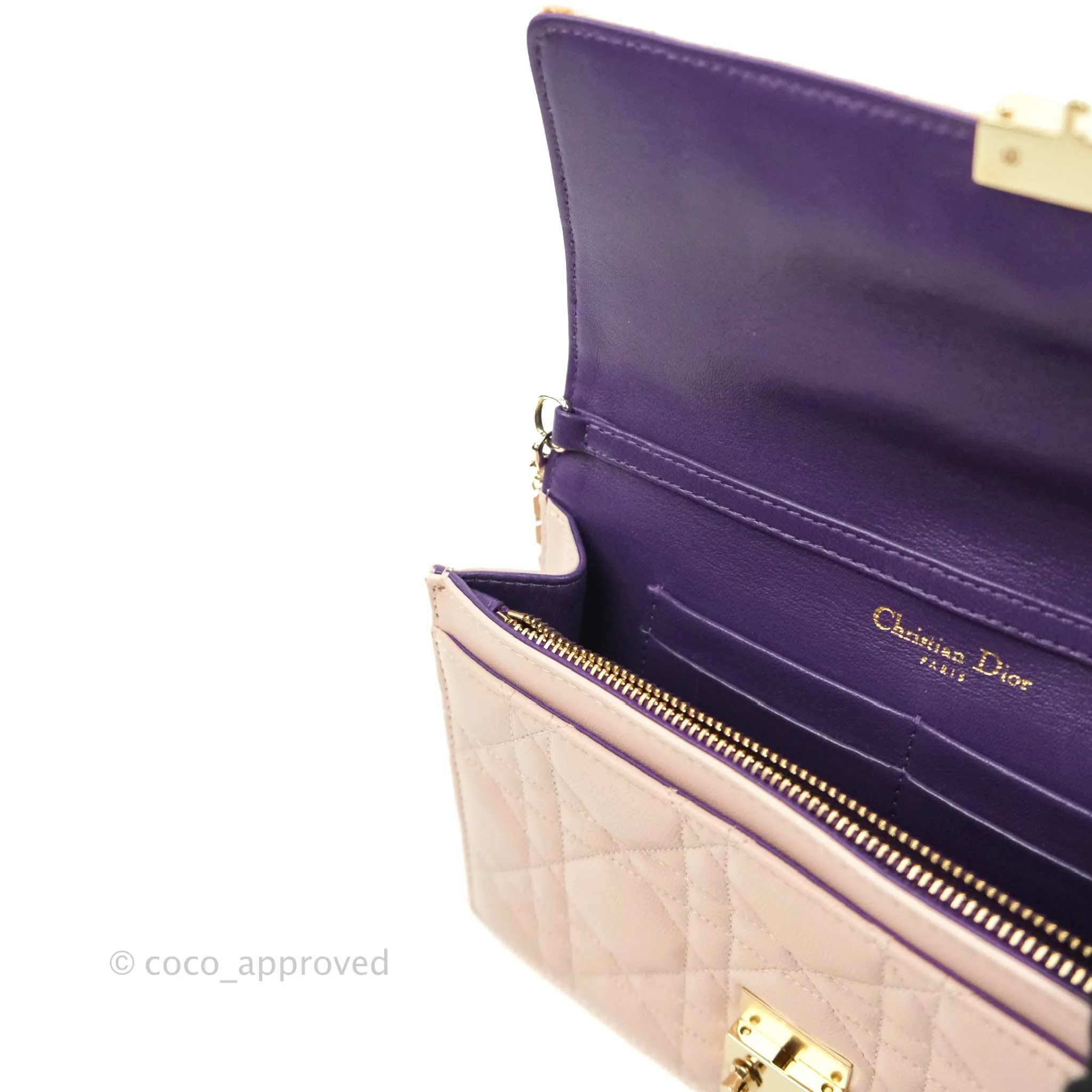 Christian Dior Miss Dior WOC Cannage Pink Lambskin Gold Hardware