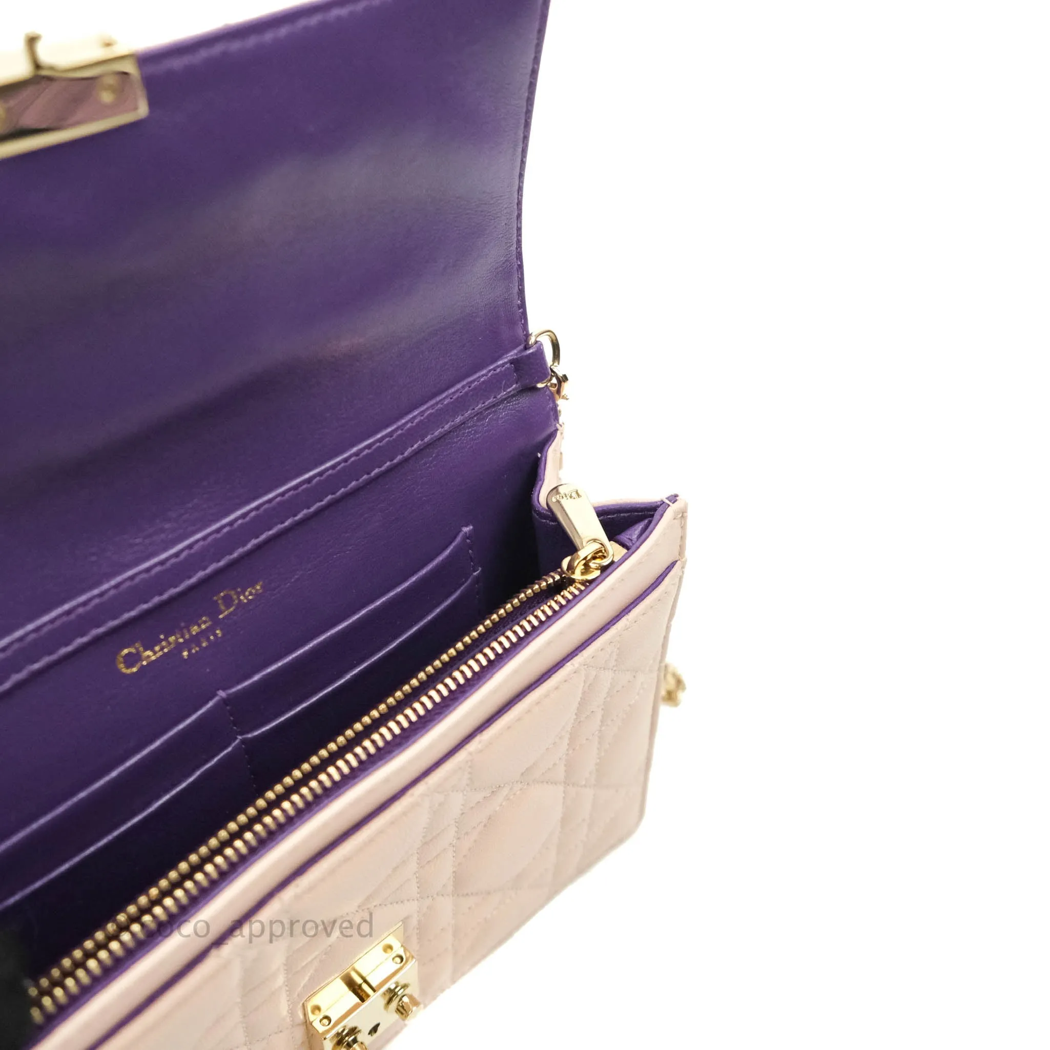 Christian Dior Miss Dior WOC Cannage Pink Lambskin Gold Hardware
