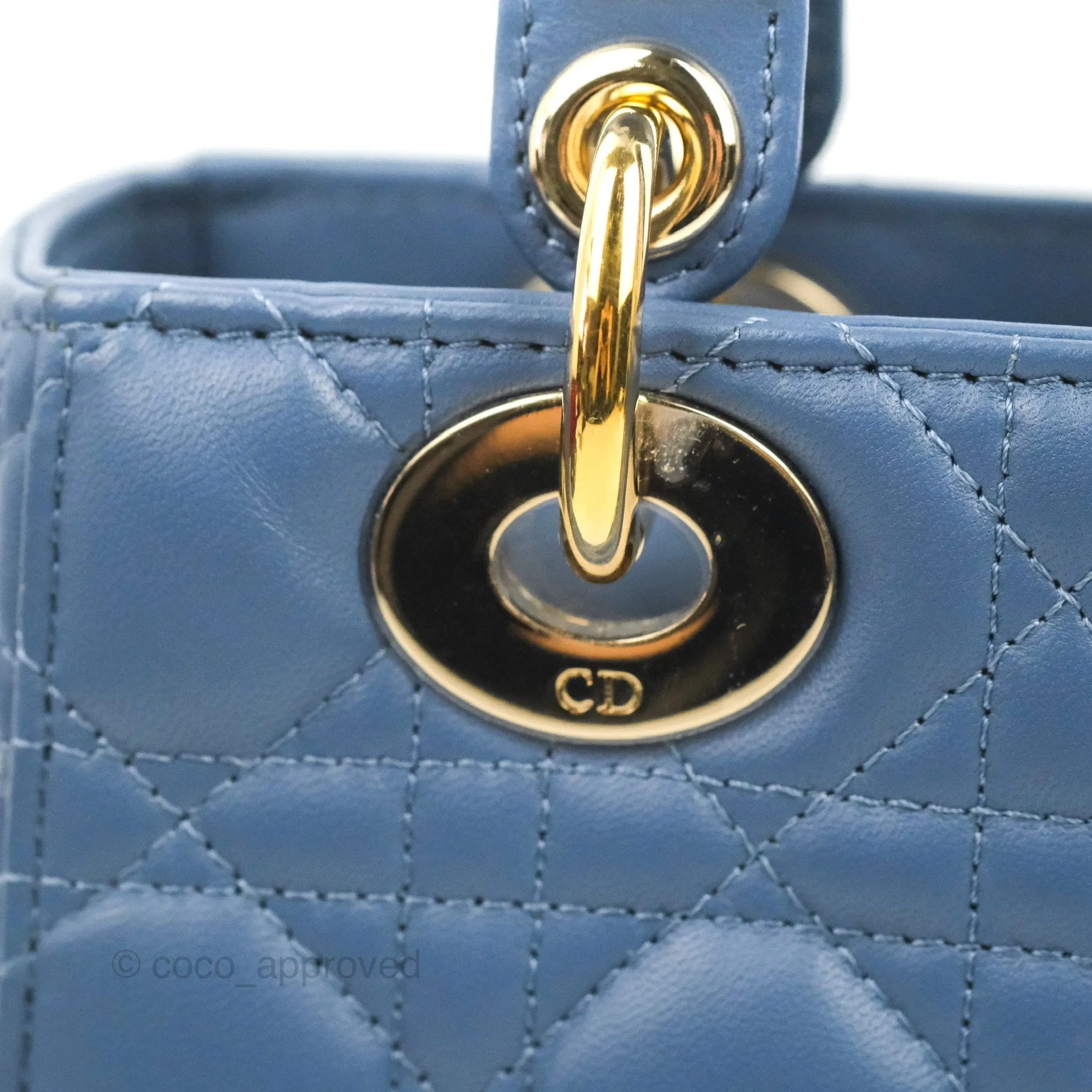 Christian Dior My ABCDior Lady Dior Blue Lambskin Gold Hardware