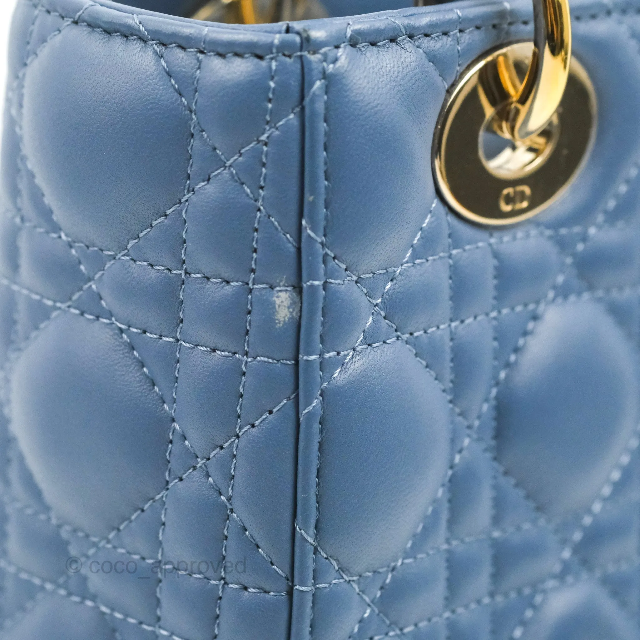 Christian Dior My ABCDior Lady Dior Blue Lambskin Gold Hardware