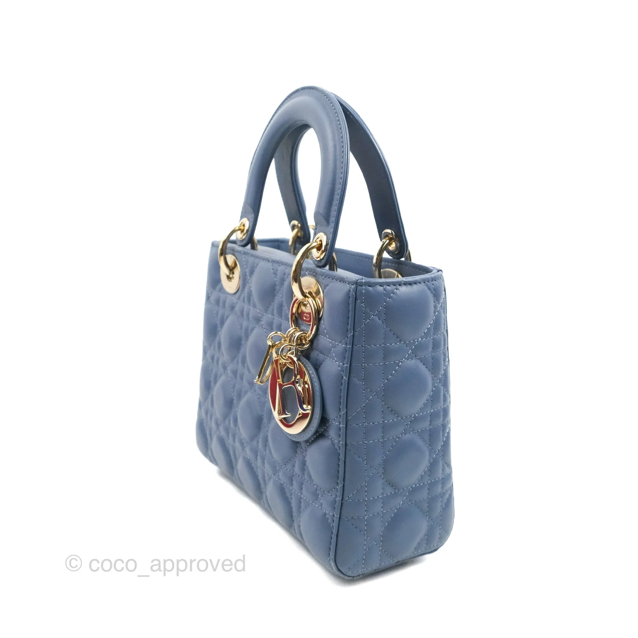 Christian Dior My ABCDior Lady Dior Blue Lambskin Gold Hardware