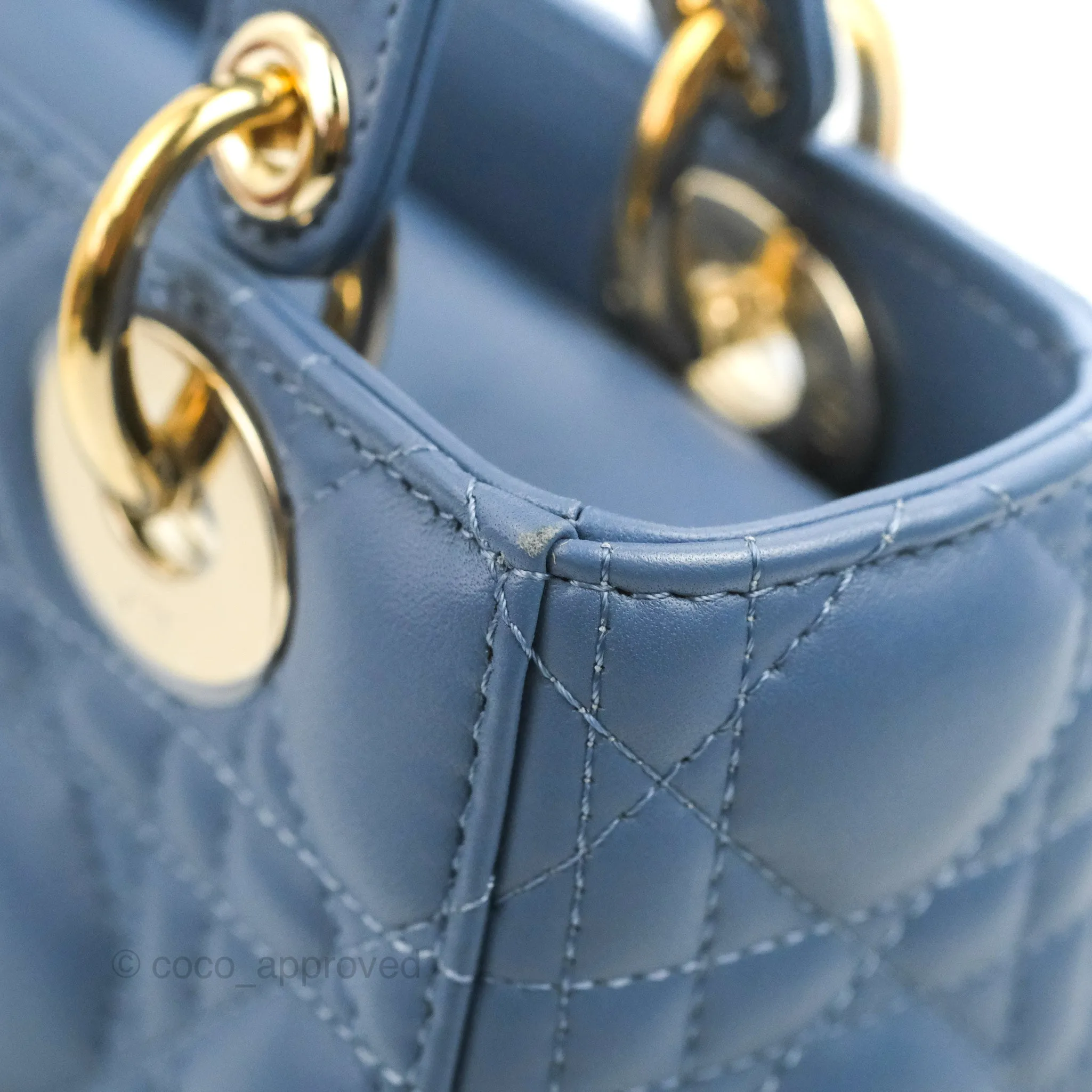 Christian Dior My ABCDior Lady Dior Blue Lambskin Gold Hardware