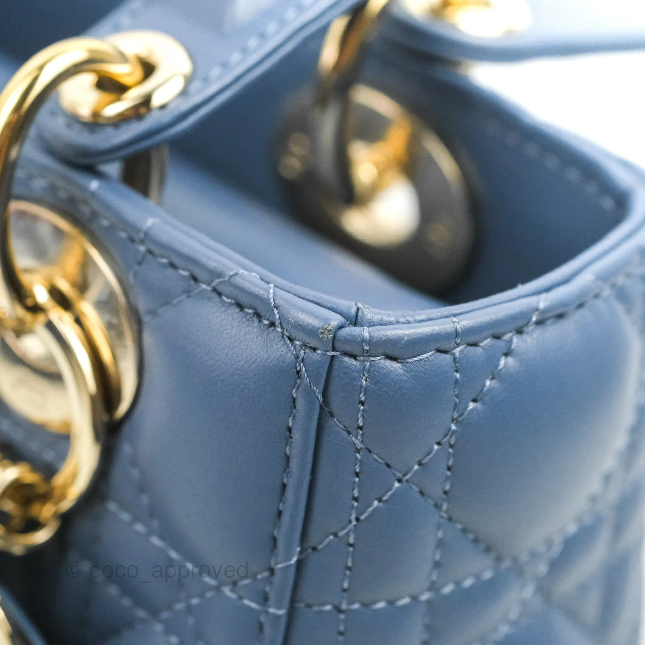 Christian Dior My ABCDior Lady Dior Blue Lambskin Gold Hardware
