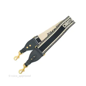 Christian Dior Navy 'Christian Dior Paris' Embroidery Shoulder Strap