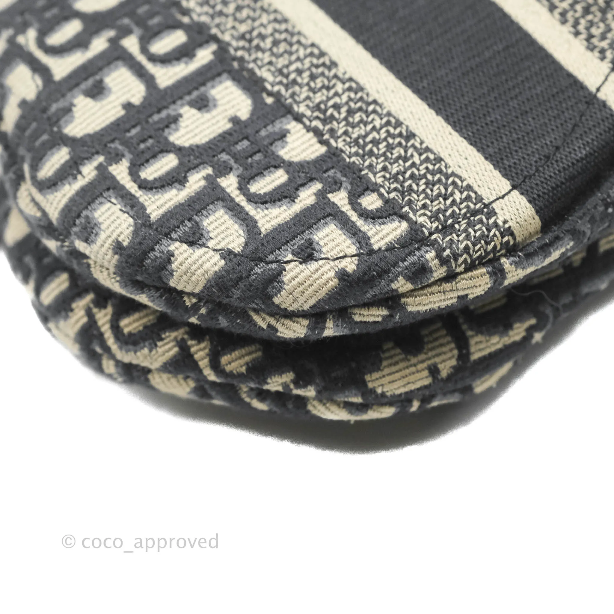 Christian Dior Navy Saddle Bag Dior Oblique Embroidery Gold Hardware