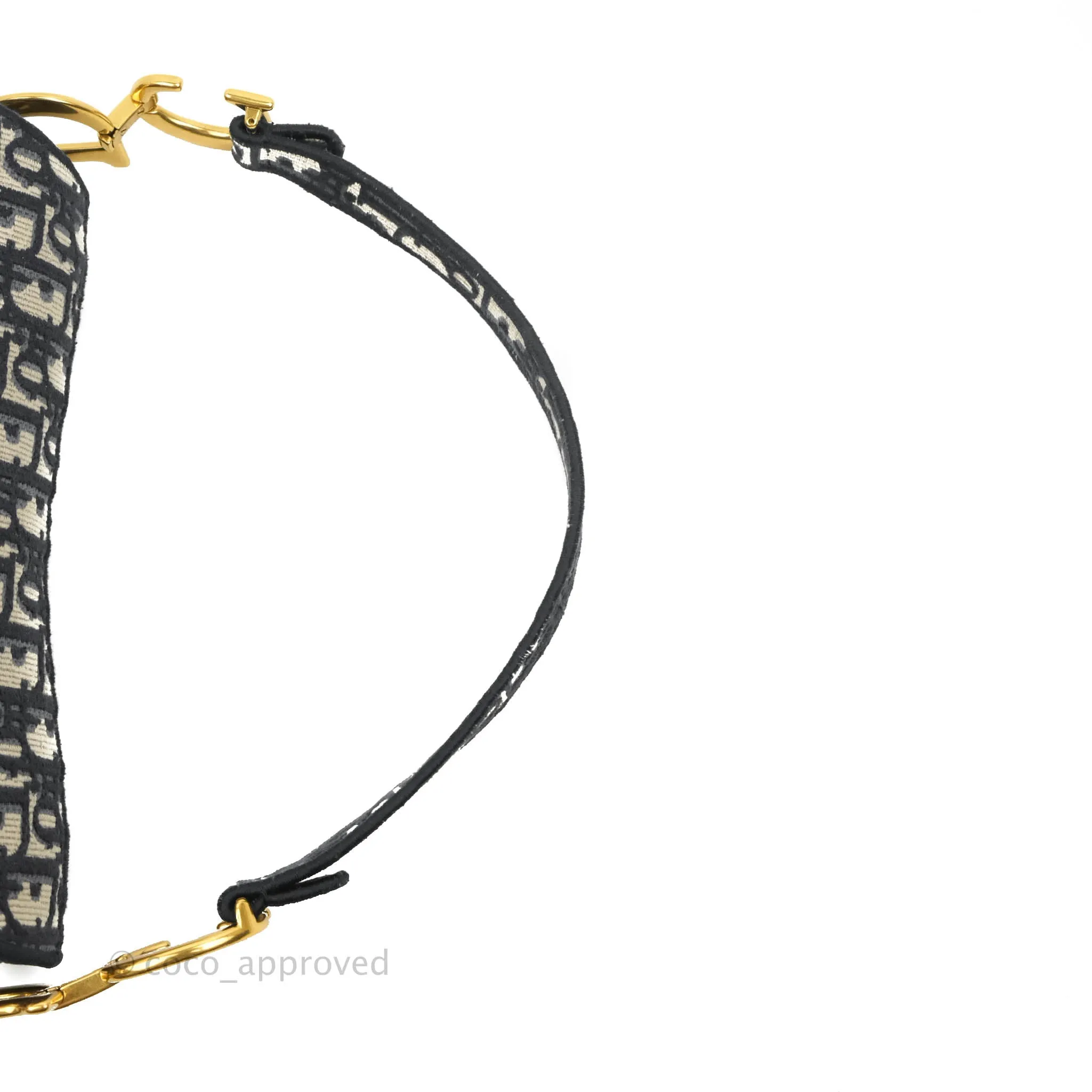 Christian Dior Navy Saddle Bag Dior Oblique Embroidery Gold Hardware