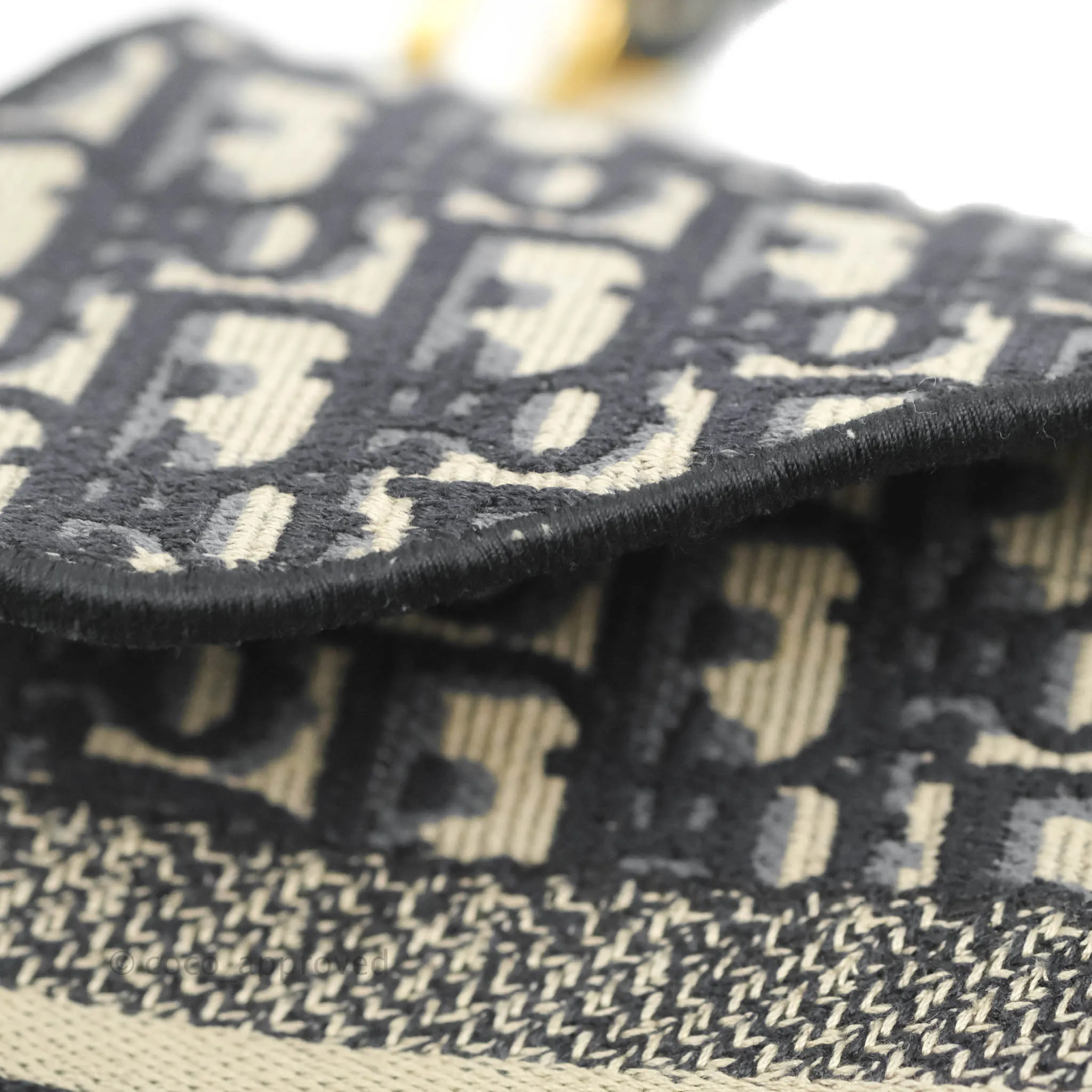 Christian Dior Navy Saddle Bag Dior Oblique Embroidery Gold Hardware