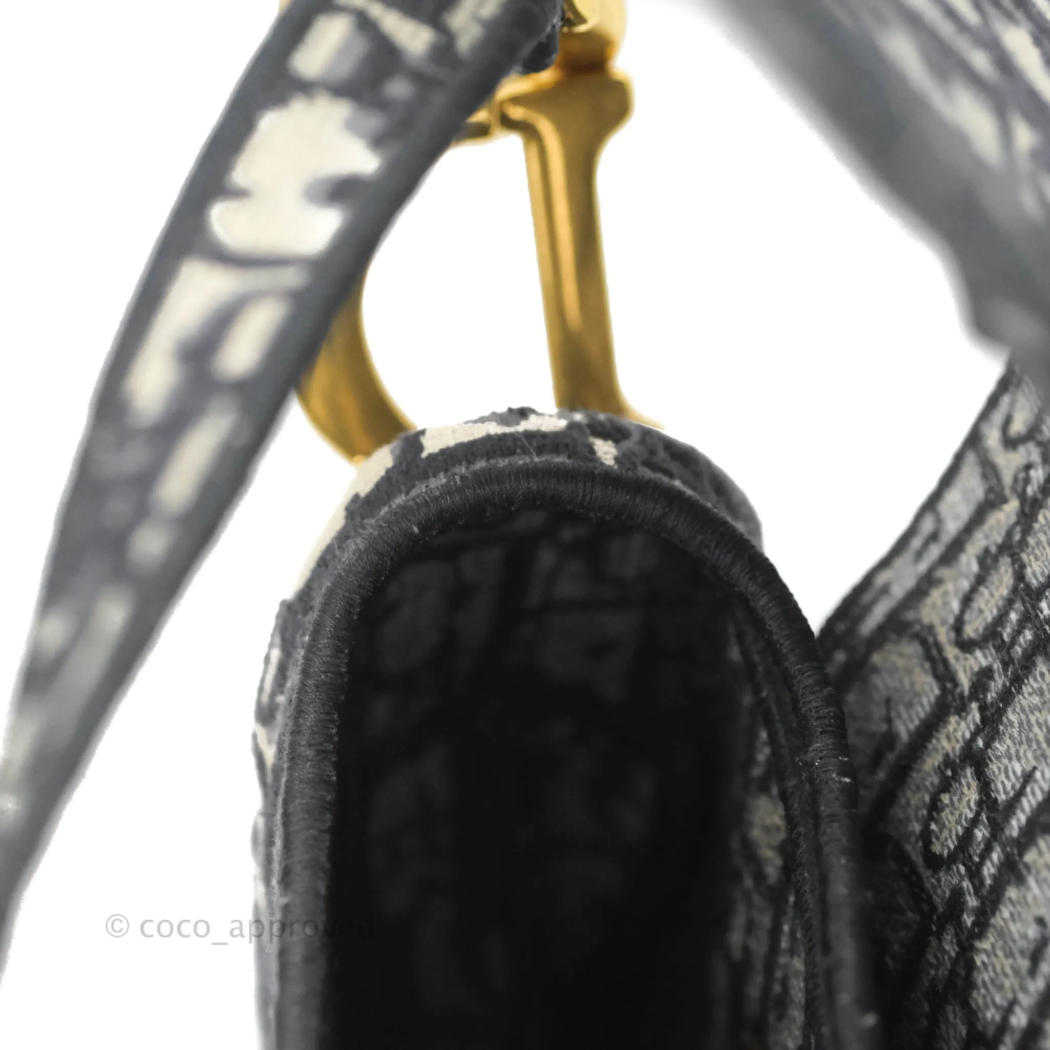 Christian Dior Navy Saddle Bag Dior Oblique Embroidery Gold Hardware